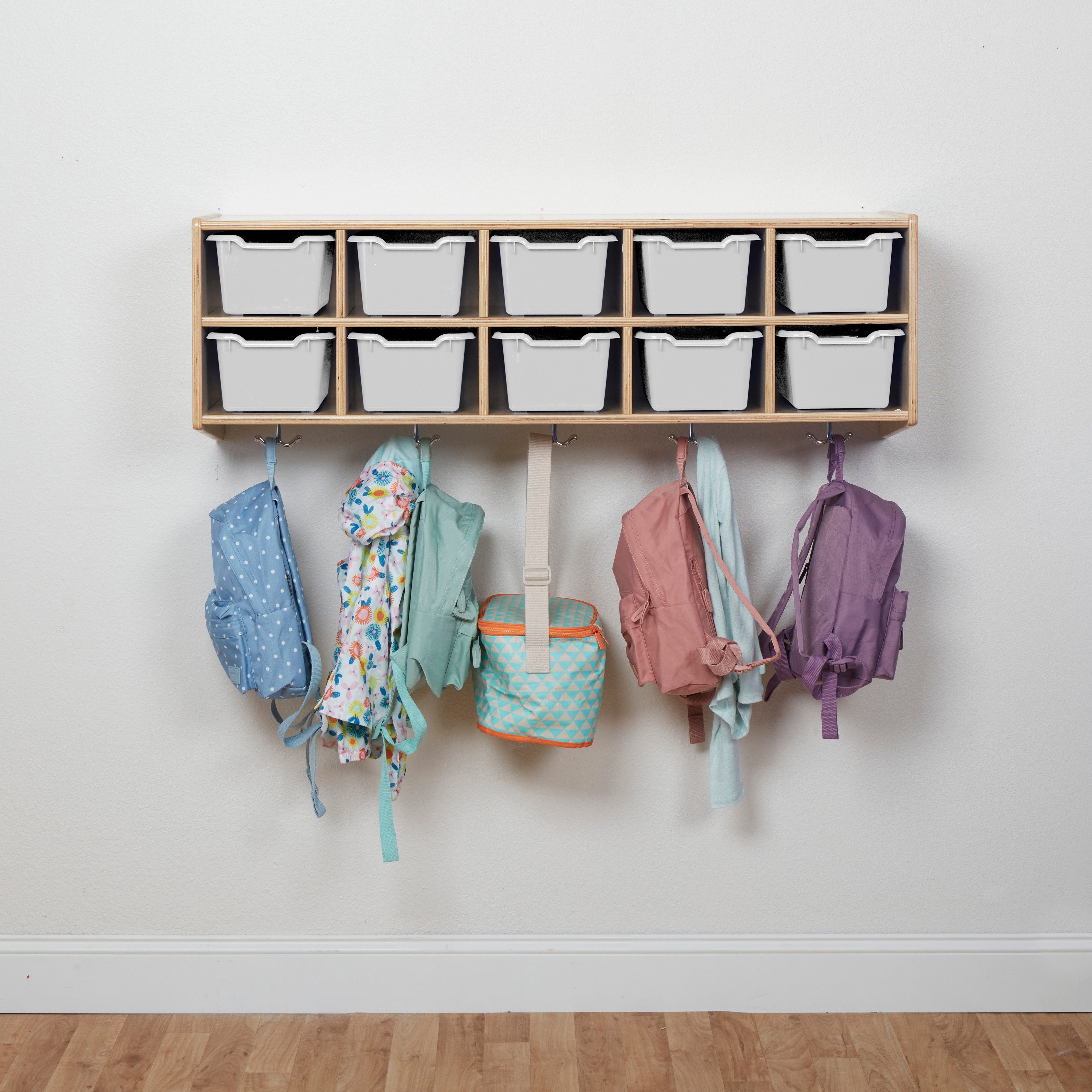 Streamline 10-Section Hanging Coat Locker with Scoop Front Storage Bins