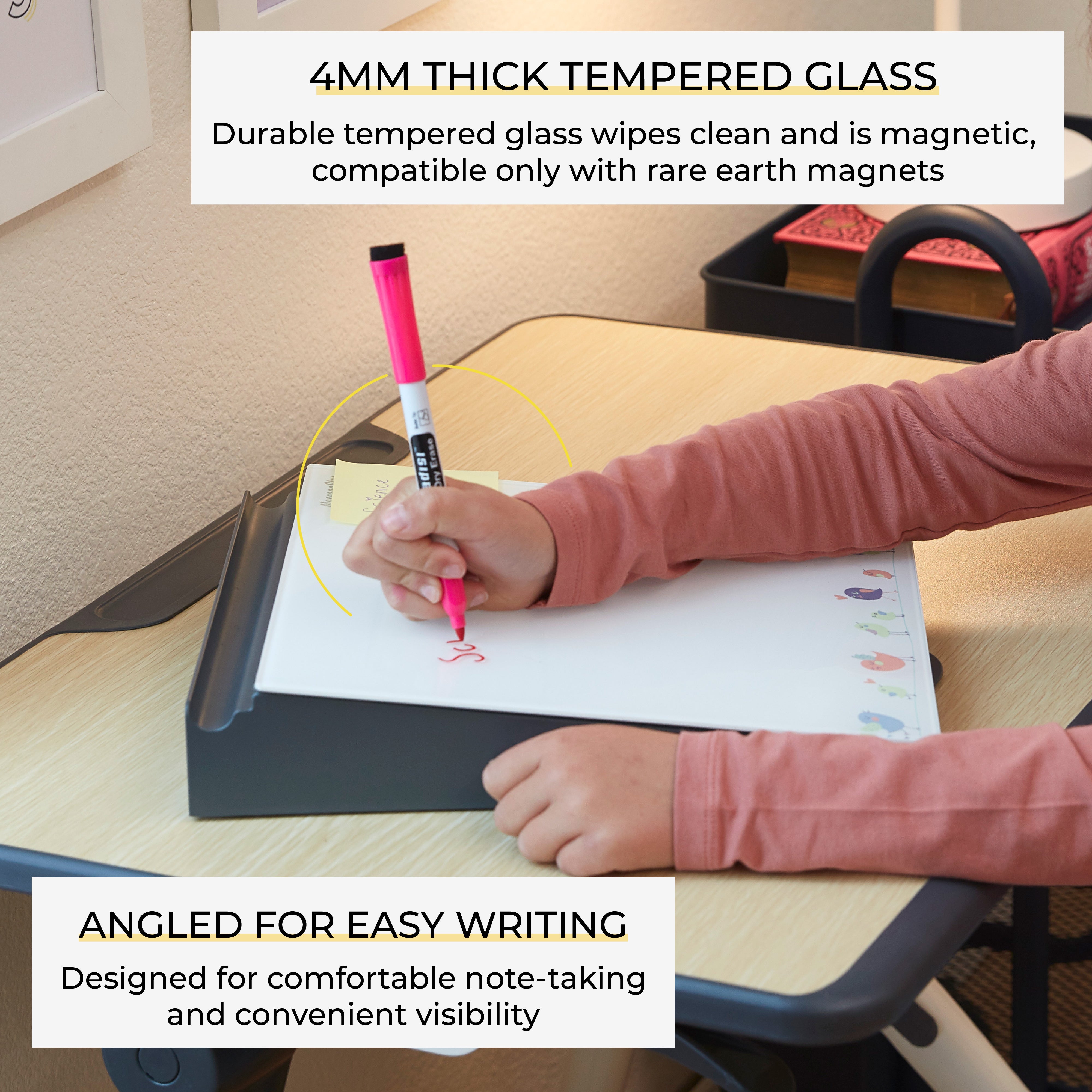 MessageStor Dry-Erase Glass Board Memo Station