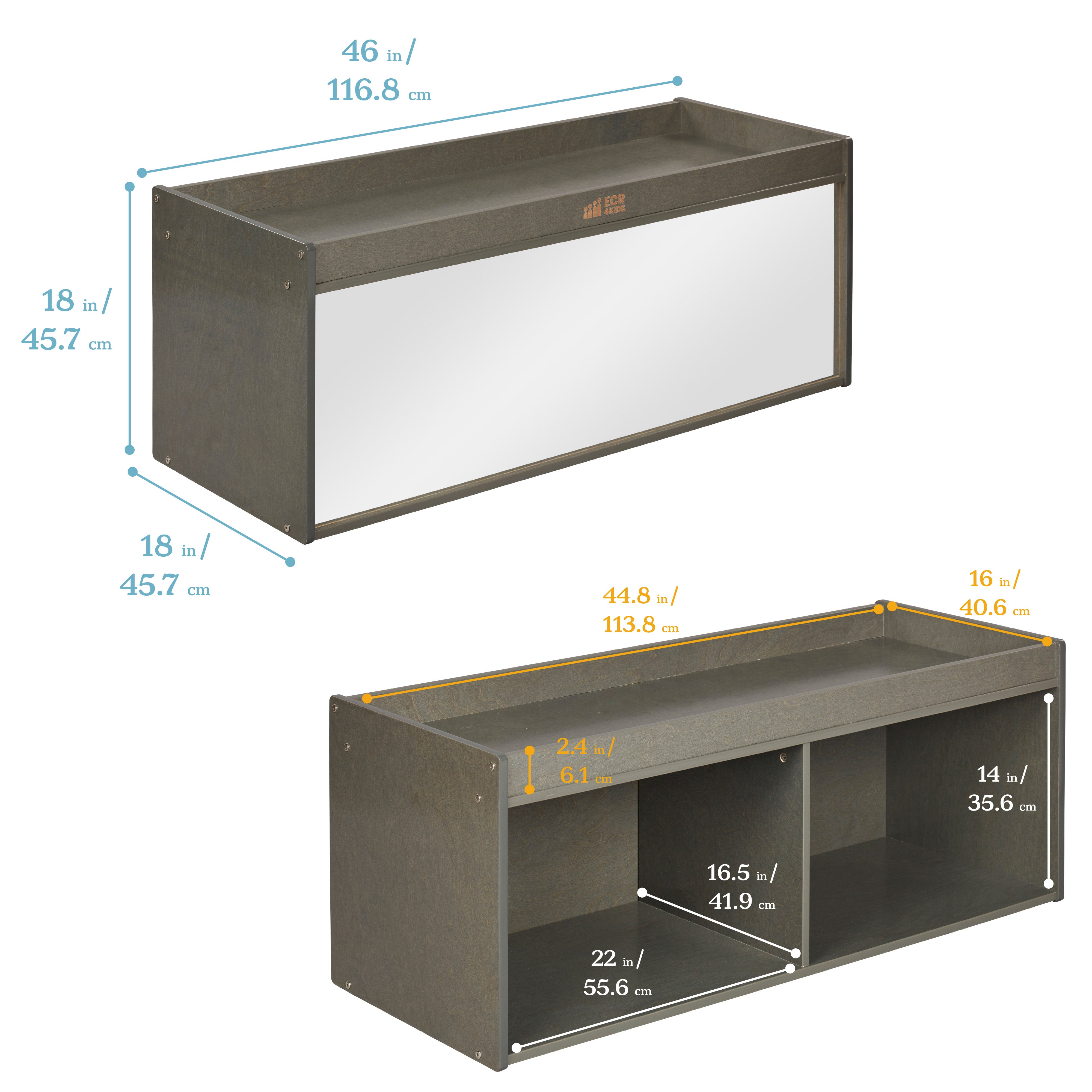 Storage Cabinet with Activity Top and Mirror