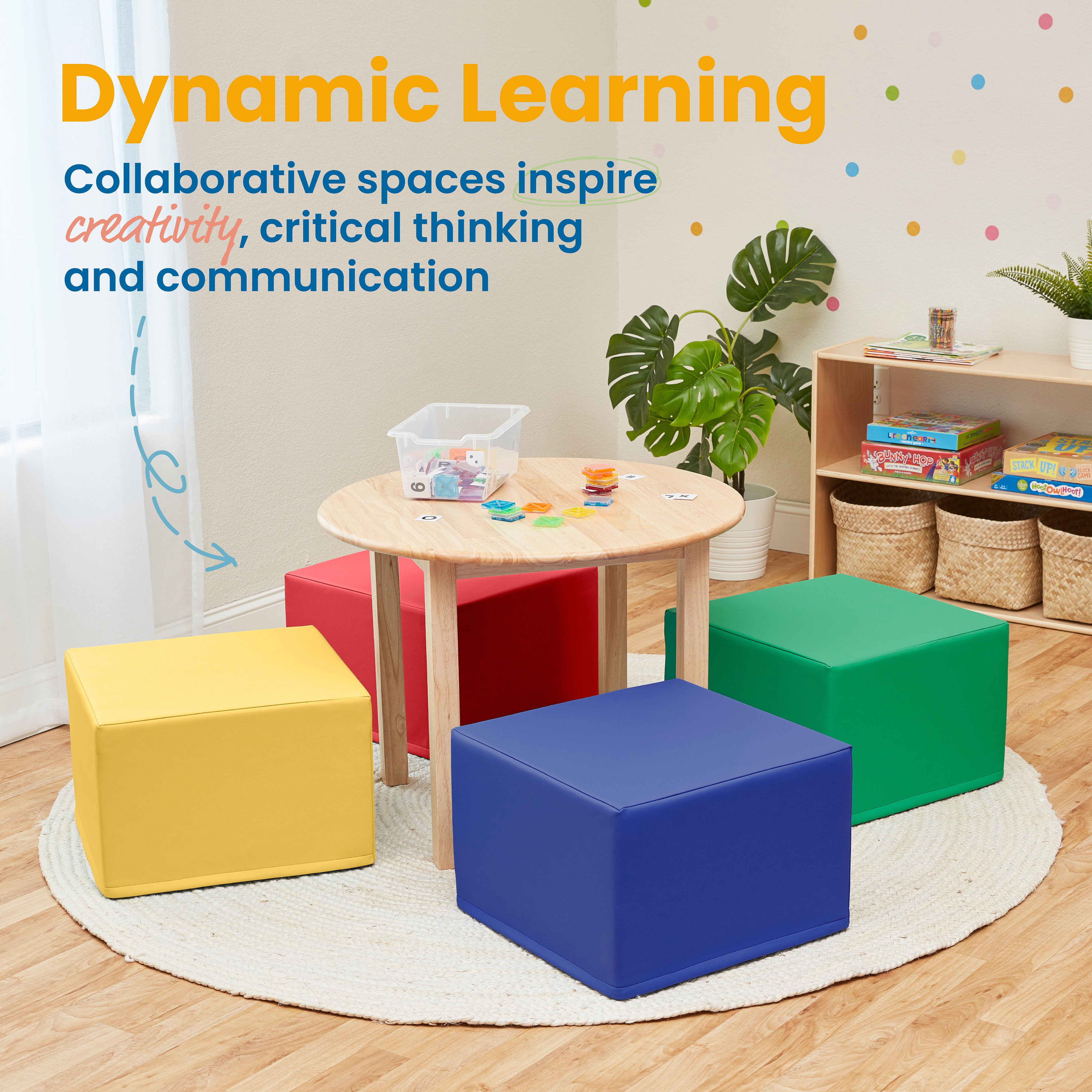 Foam Ottoman Set, Square, 4-Piece