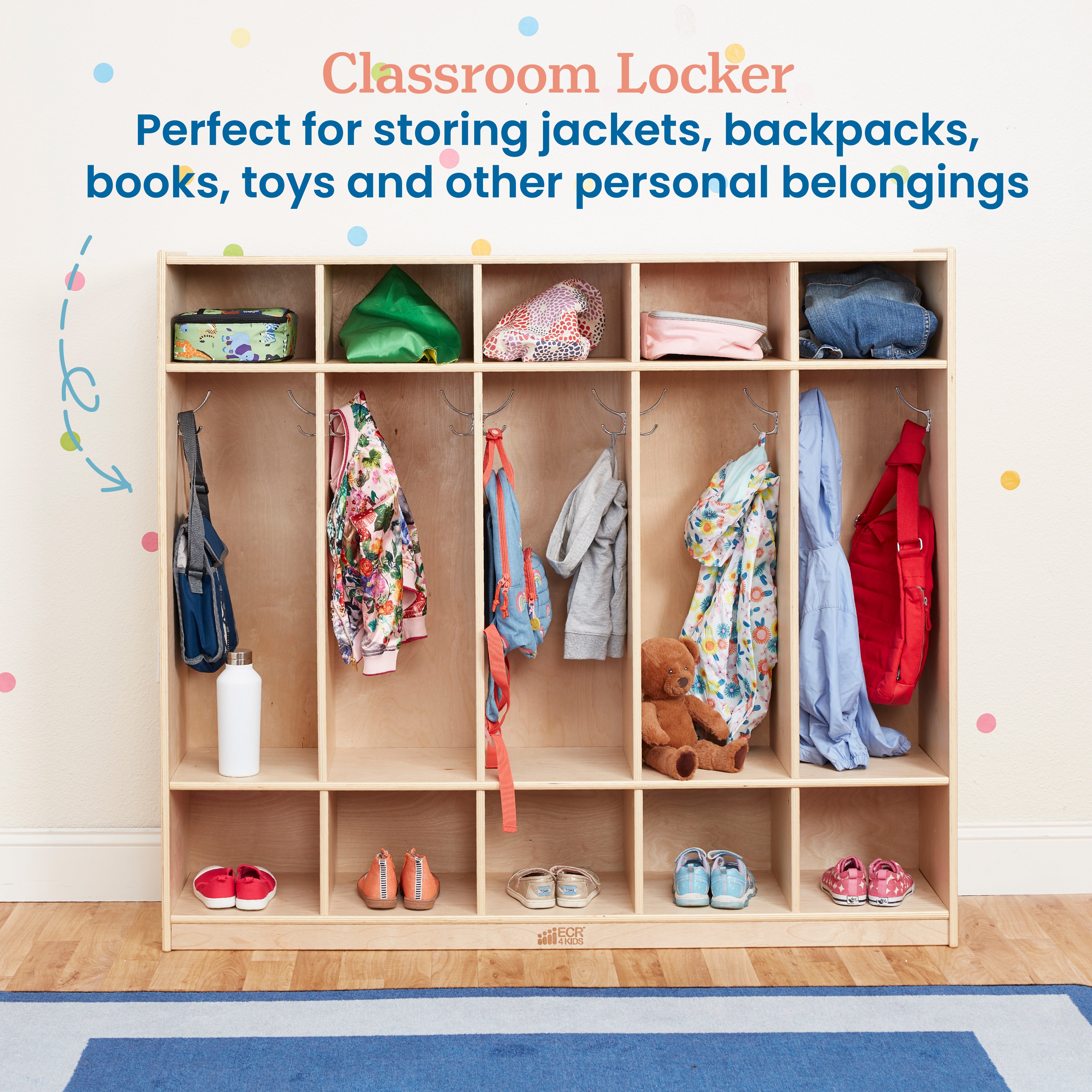 5-Section Coat Locker with Cubby Storage Compartments