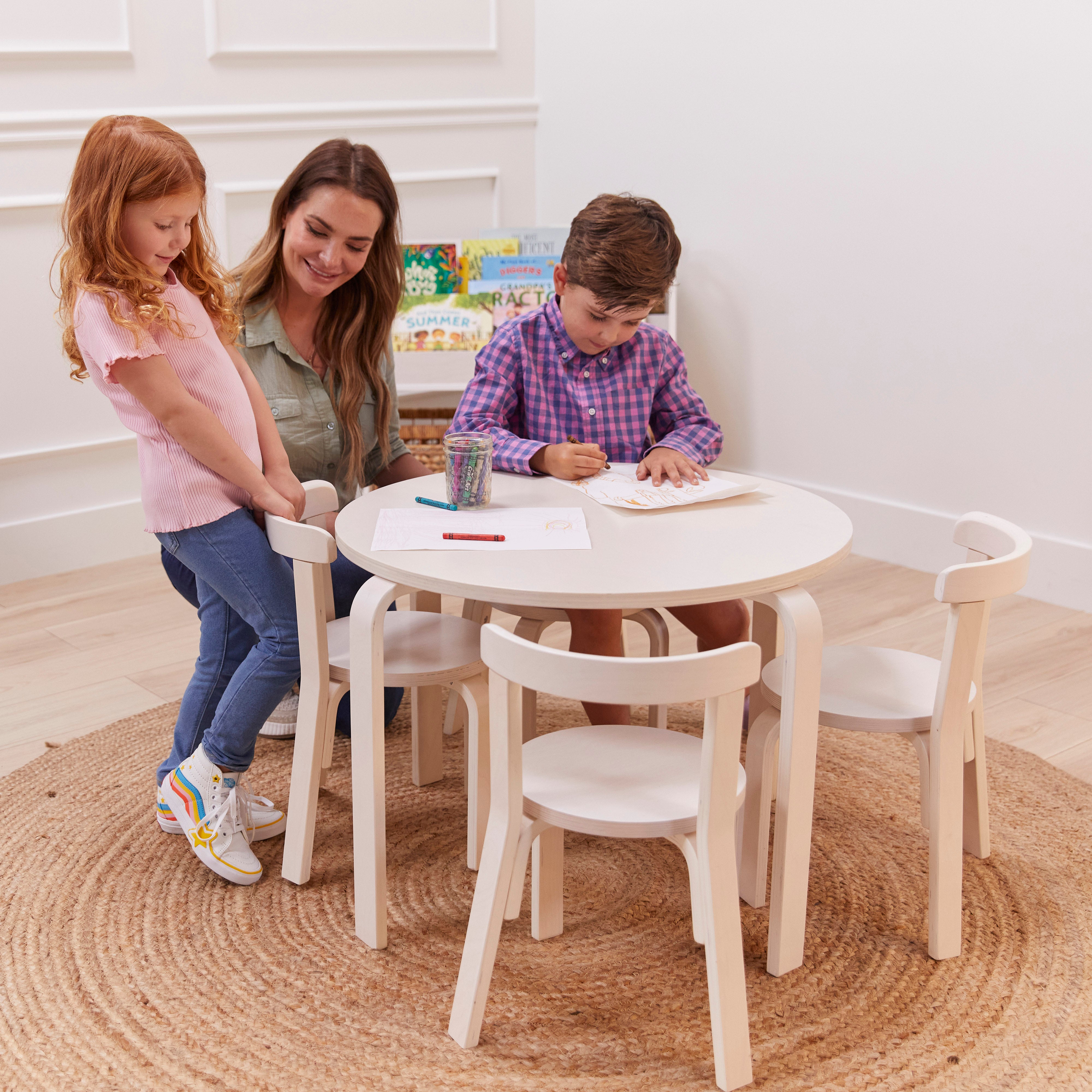 Bentwood Table and Curved Back Chair Set, 5-Piece