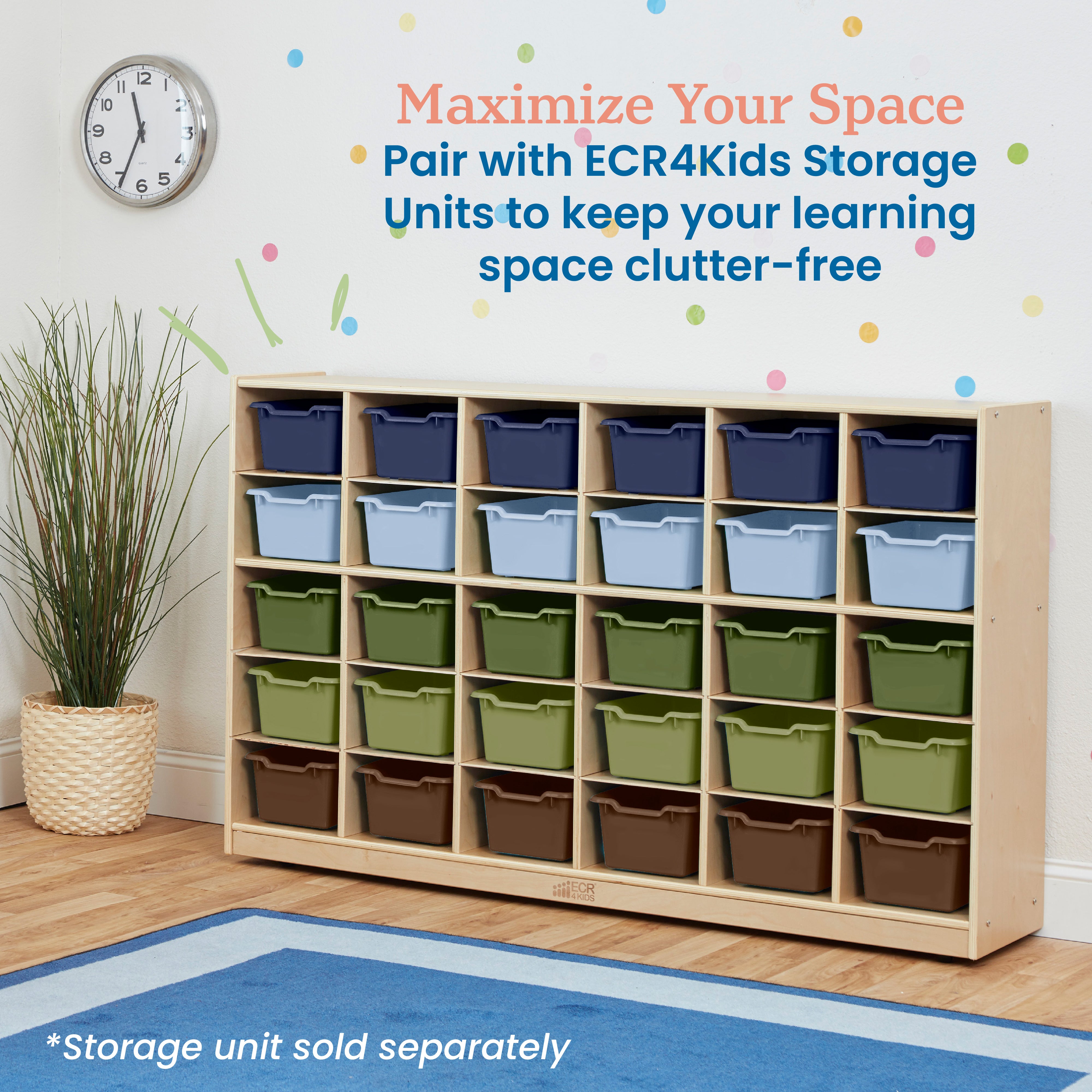 Scoop Front Plastic Storage Bins, 30-Piece