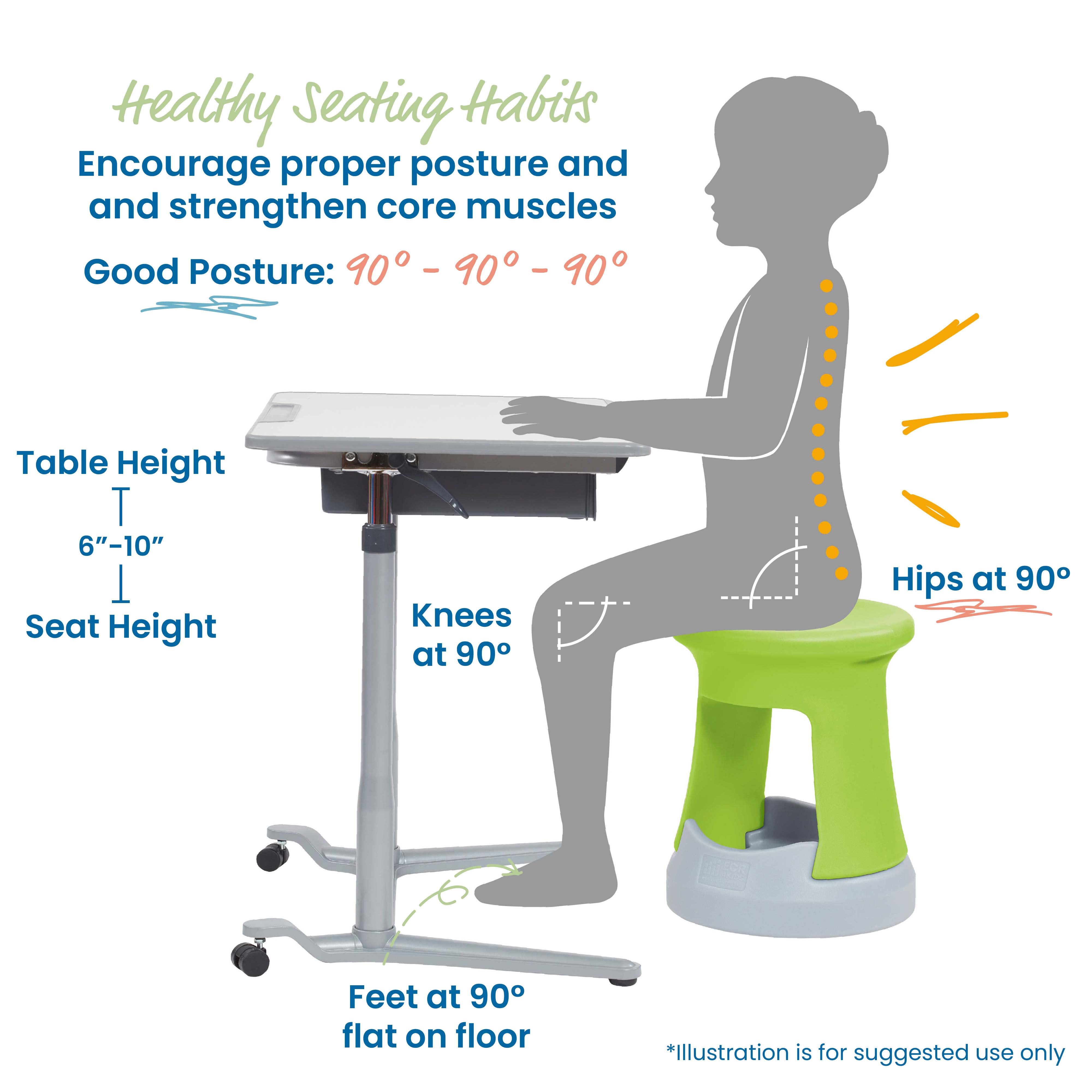Storage Wobble Stool, 18in Seat Height