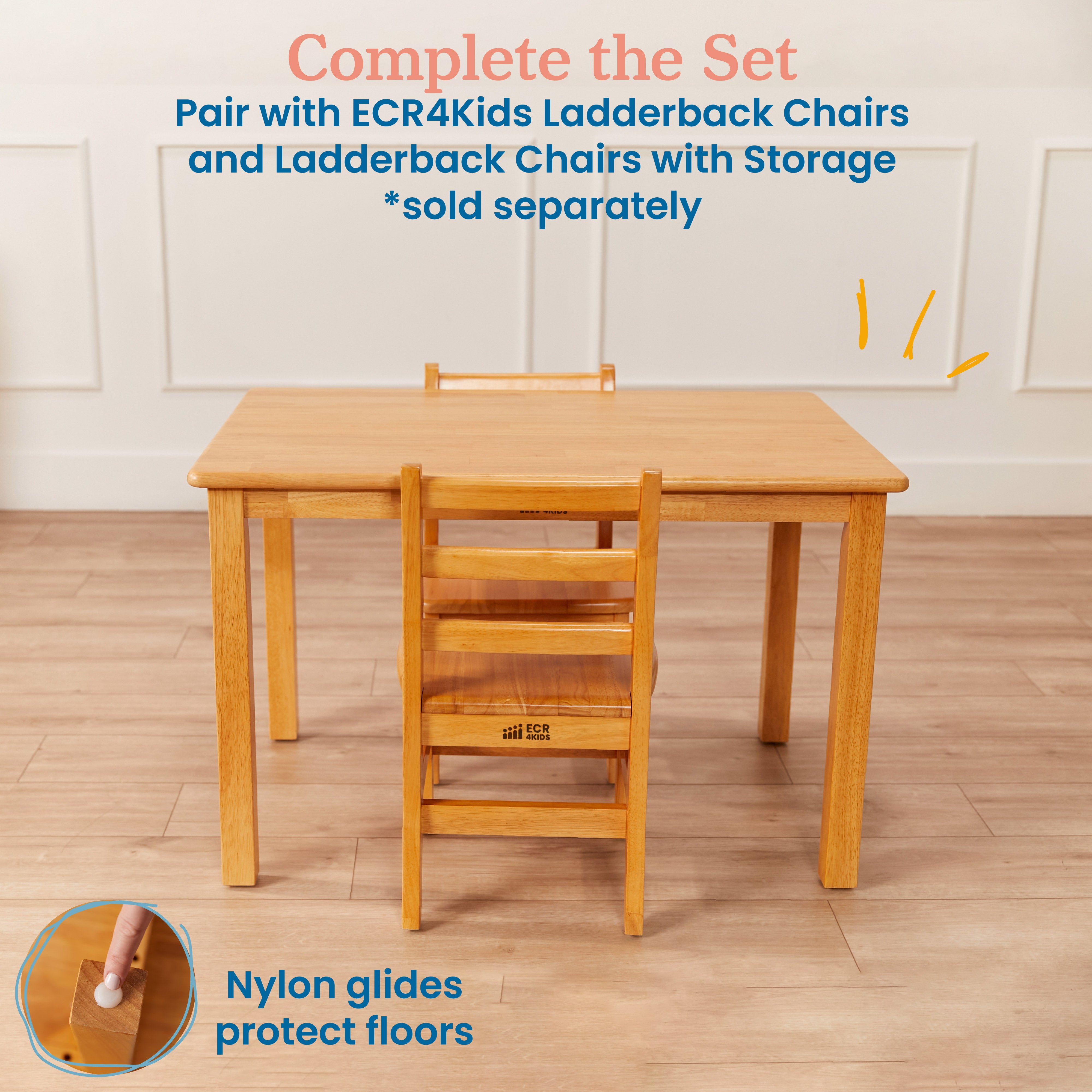 24in x 36in Rectangular Hardwood Table with 22in Legs