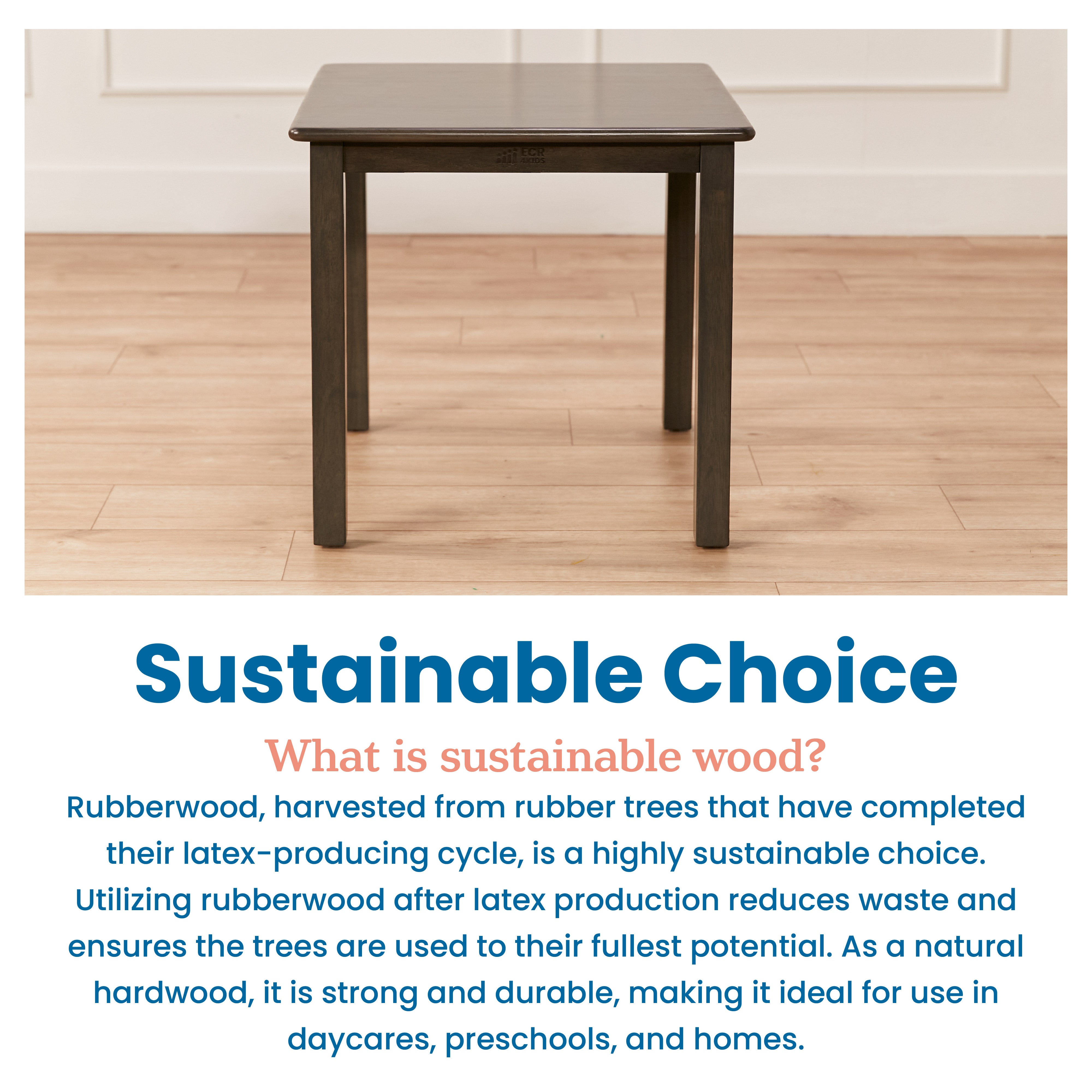 24in Square Hardwood Table with 22in Legs, Kids Furniture