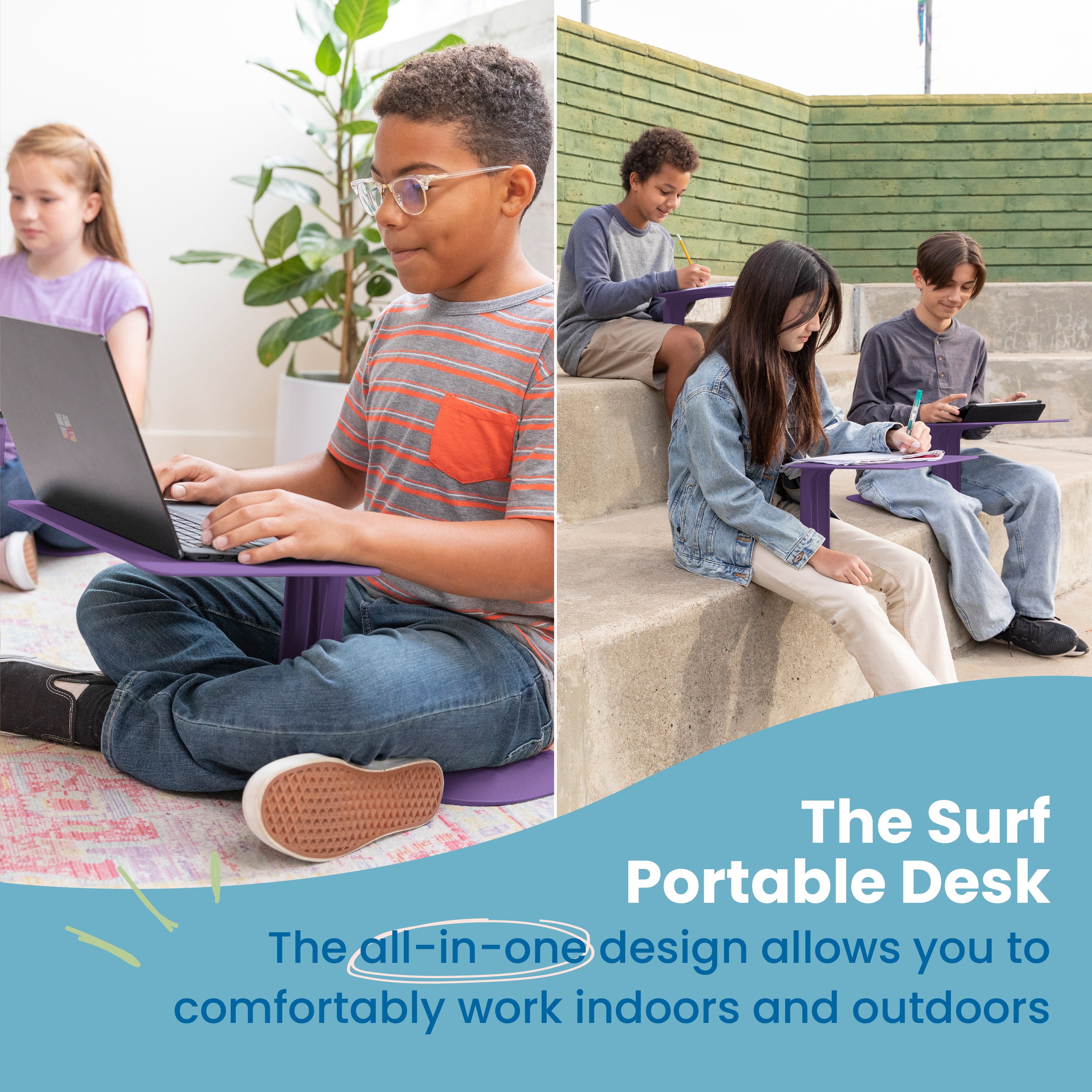 The Surf Portable Lap Desk with Mobile Storage Cart, 10-Pack