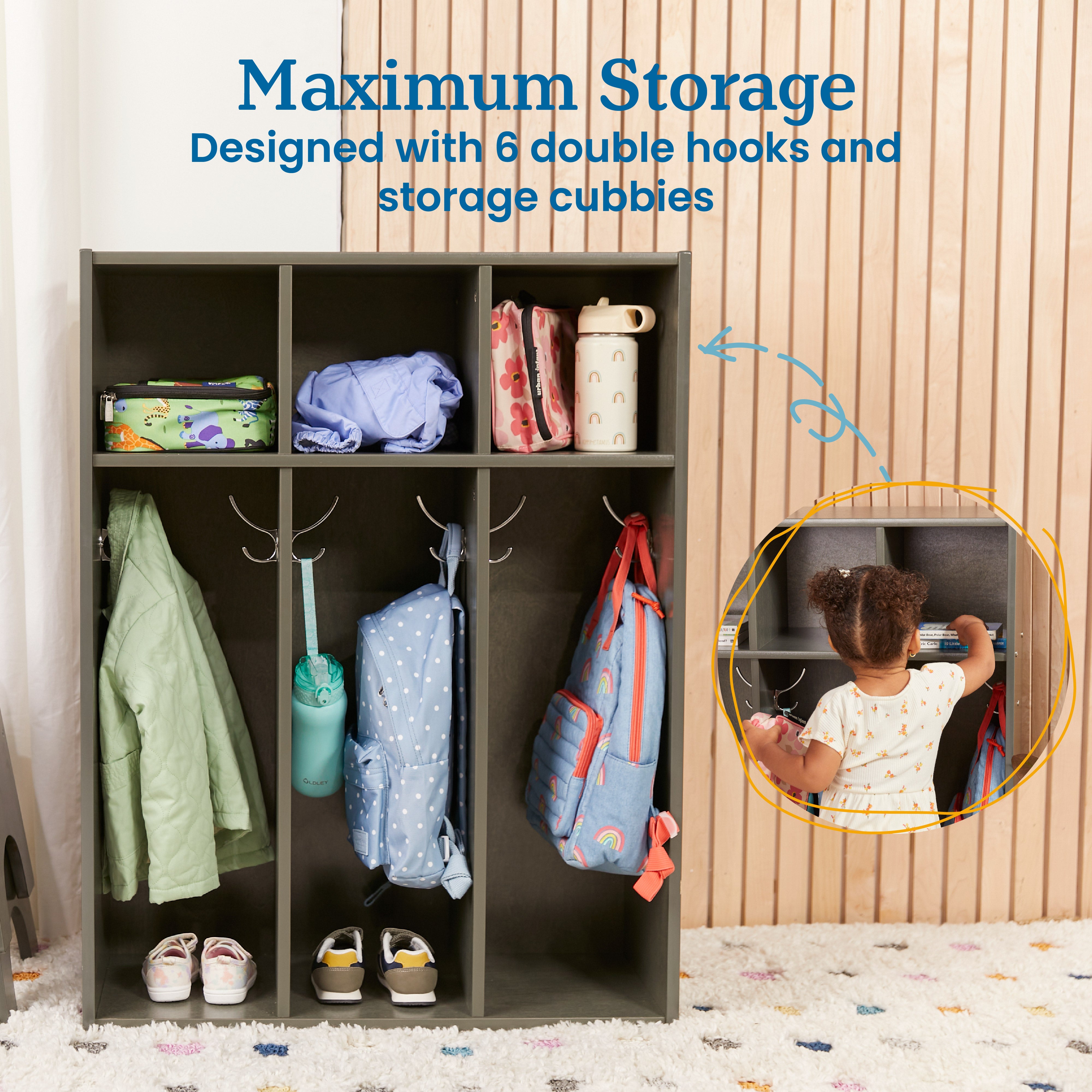 Streamline 3-Section Coat Locker, Toddler Size