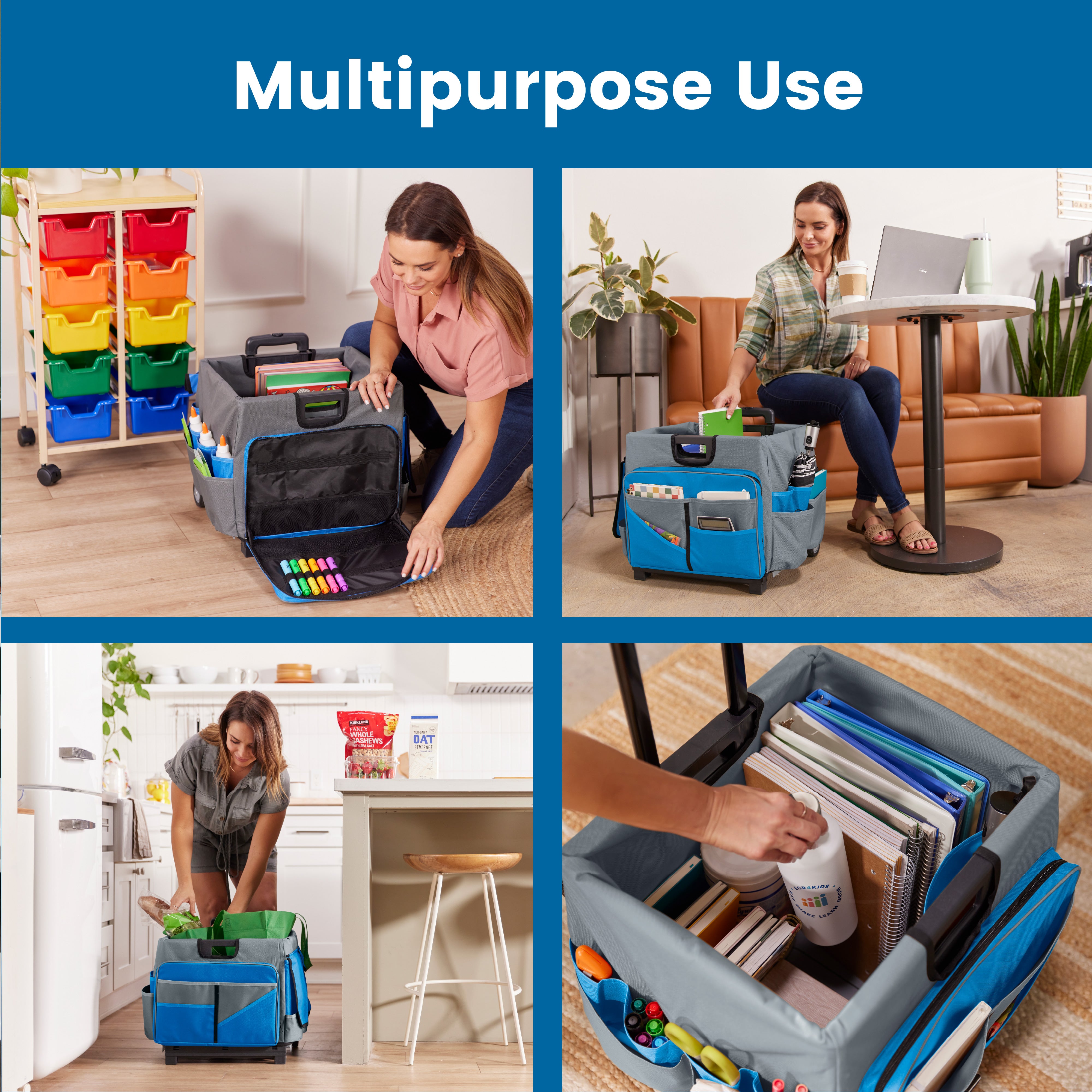 Universal Rolling Cart with Canvas Organizer Bag, Mobile Storage