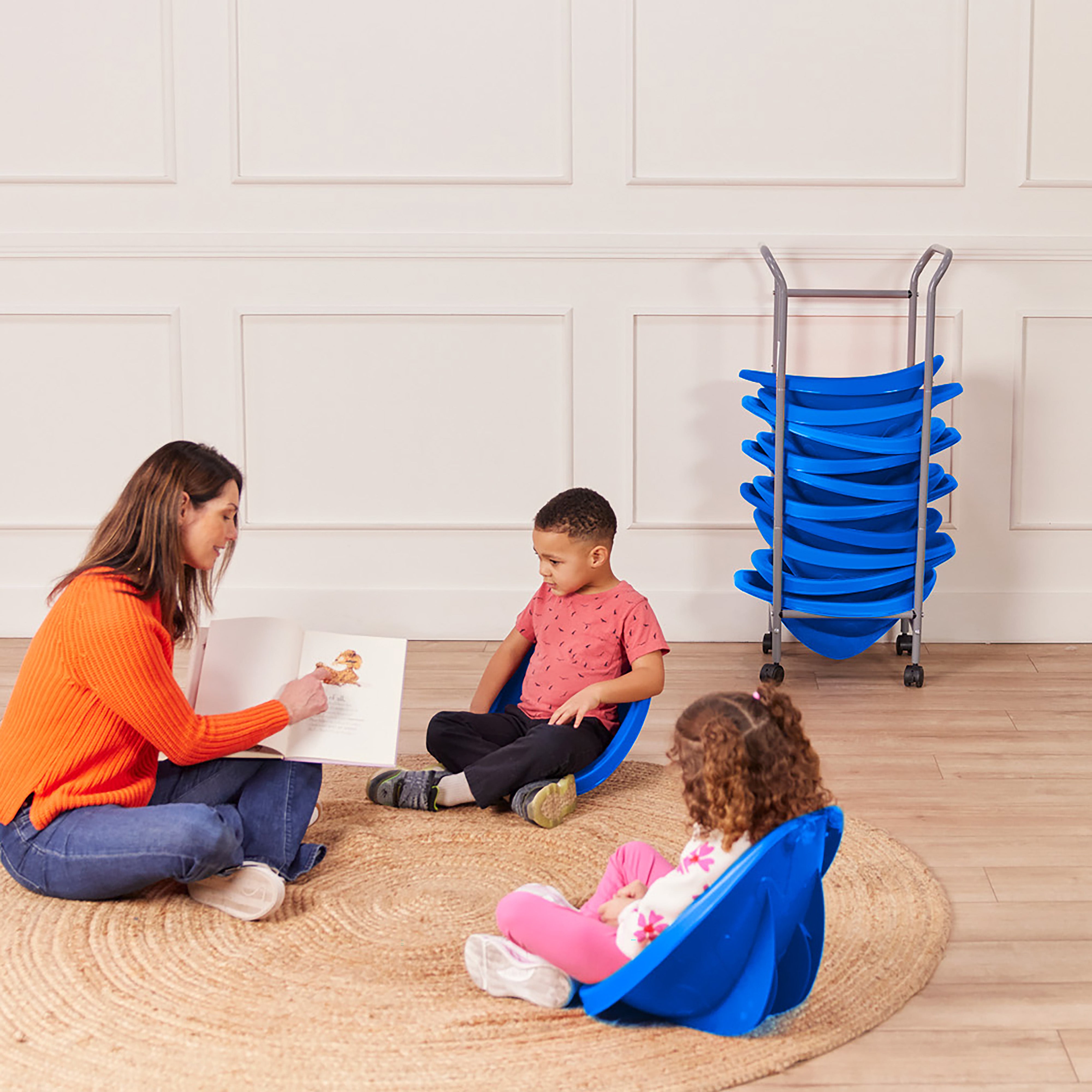 Mobile Leaf Seat Cart with 12 Leaf Floor Seats, Flexible Seating