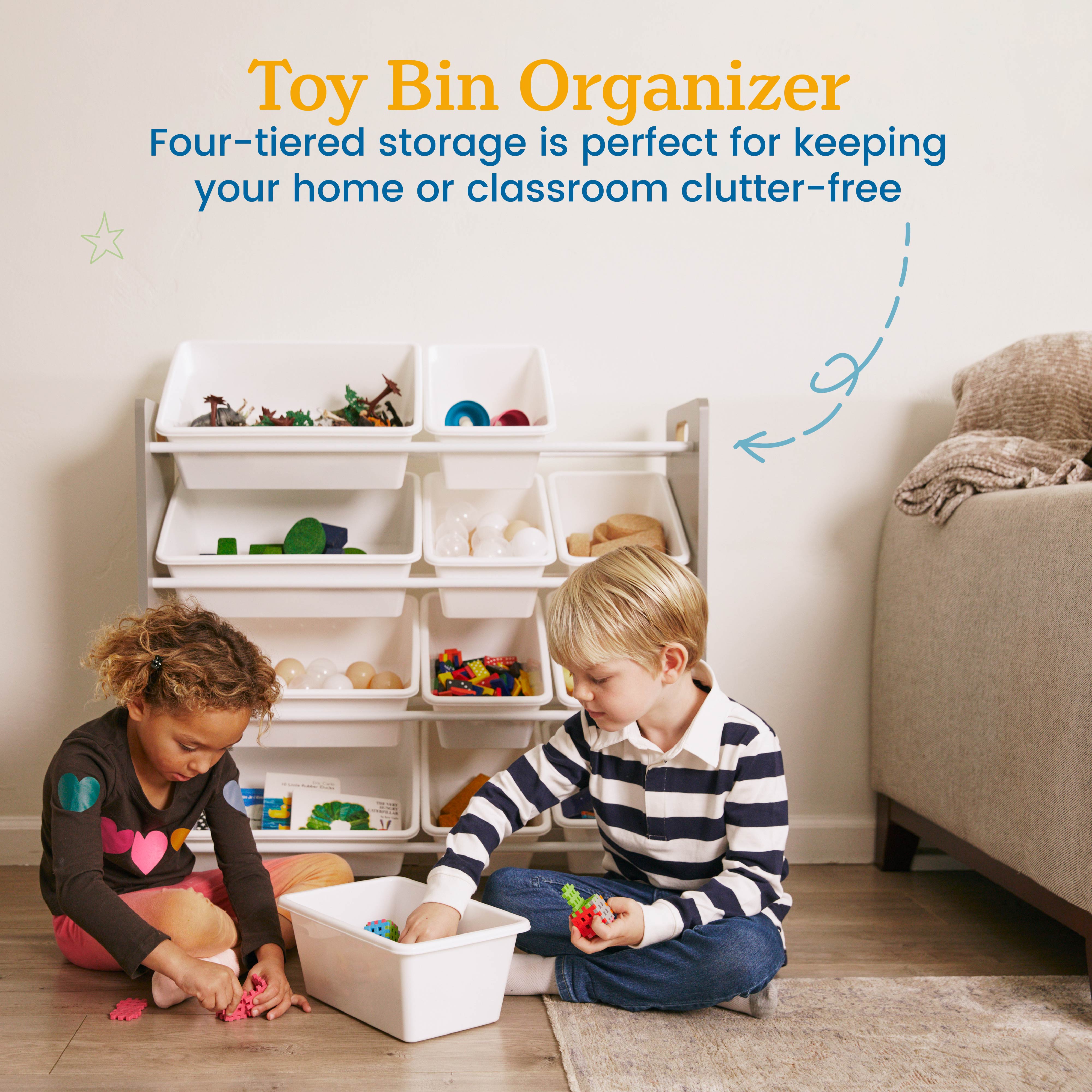 4-Tier Organizer with 12 Bins