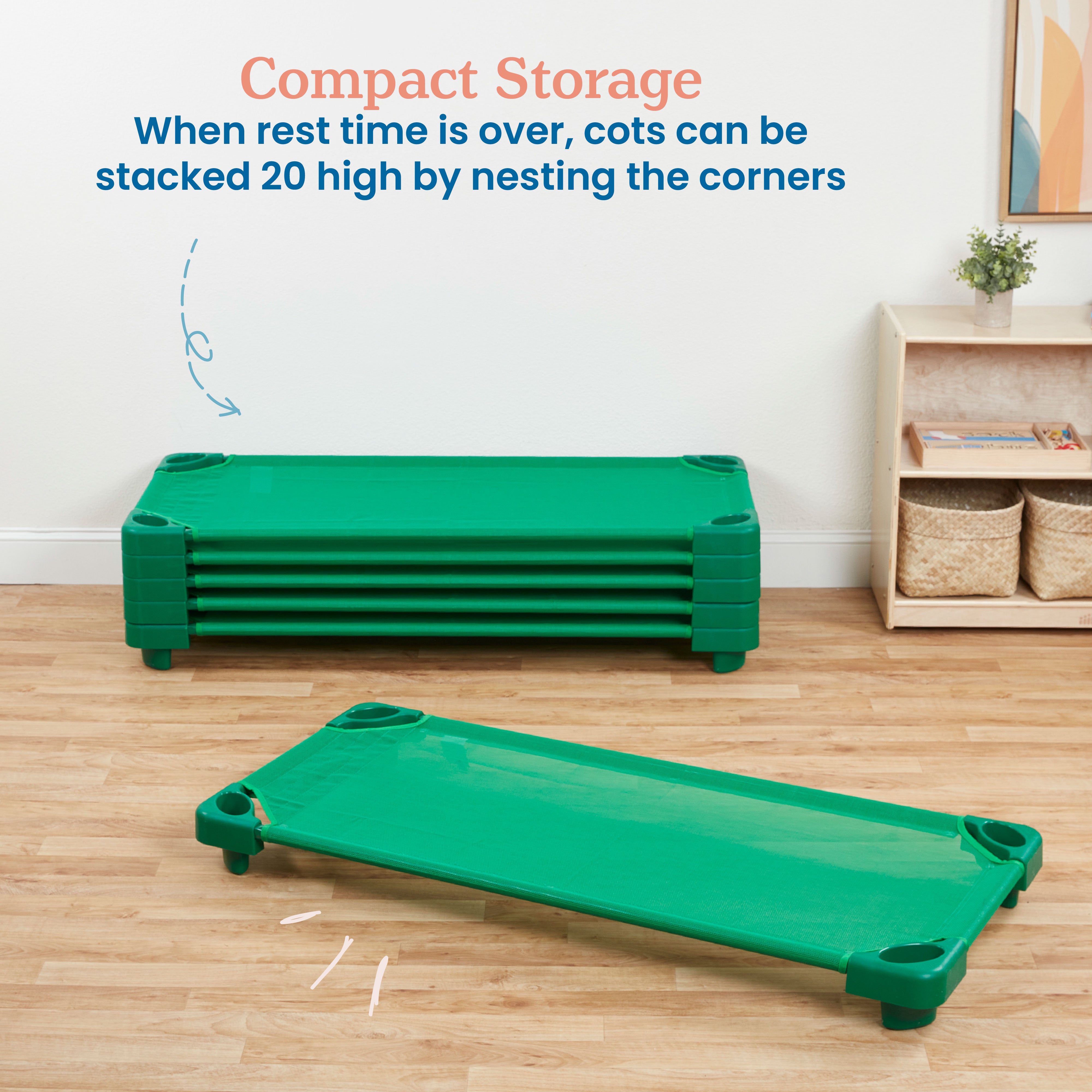 Stackable Kiddie Cot, Ready-to-Assemble, Standard Size, 6-Pack