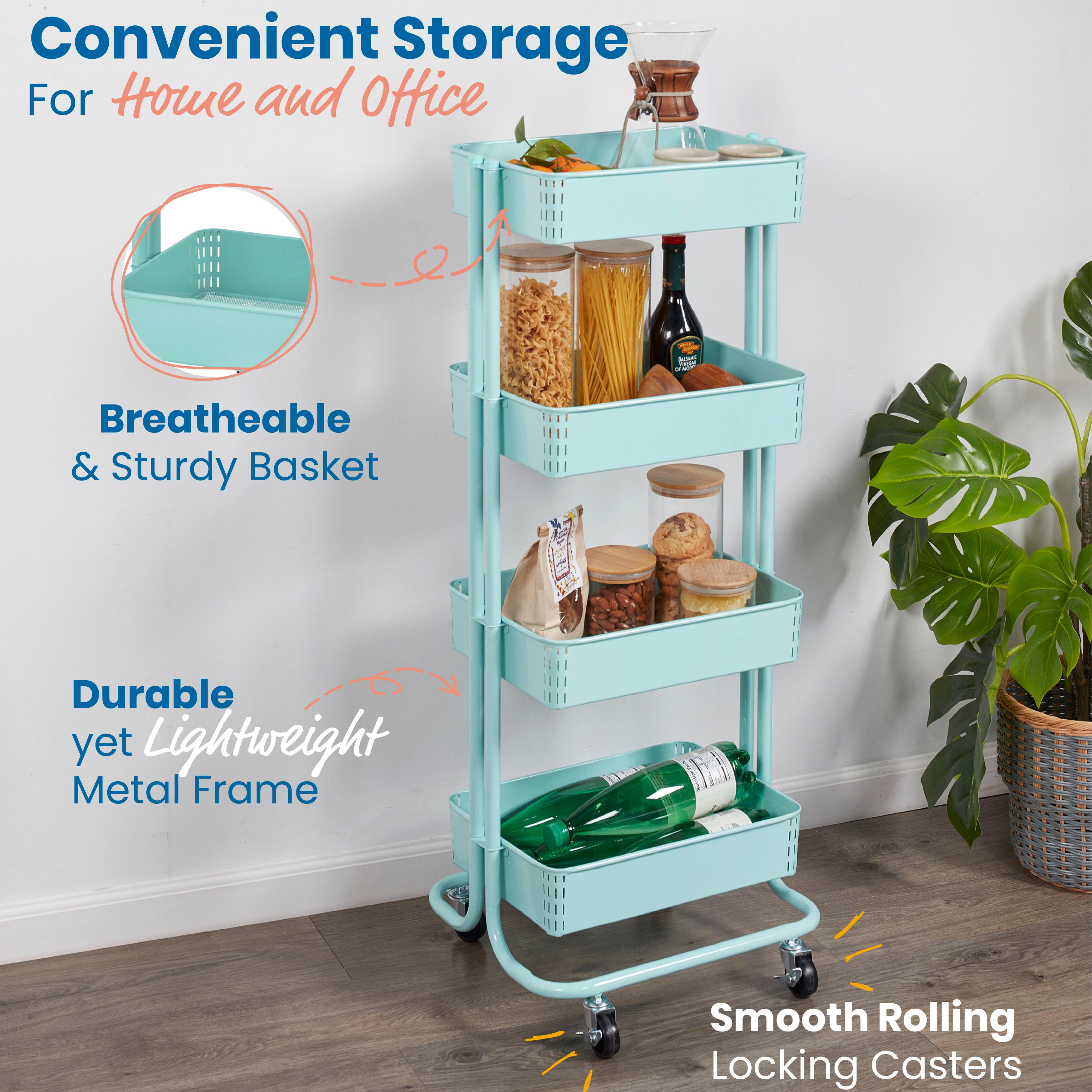 4-Tier Metal Rolling Utility Cart