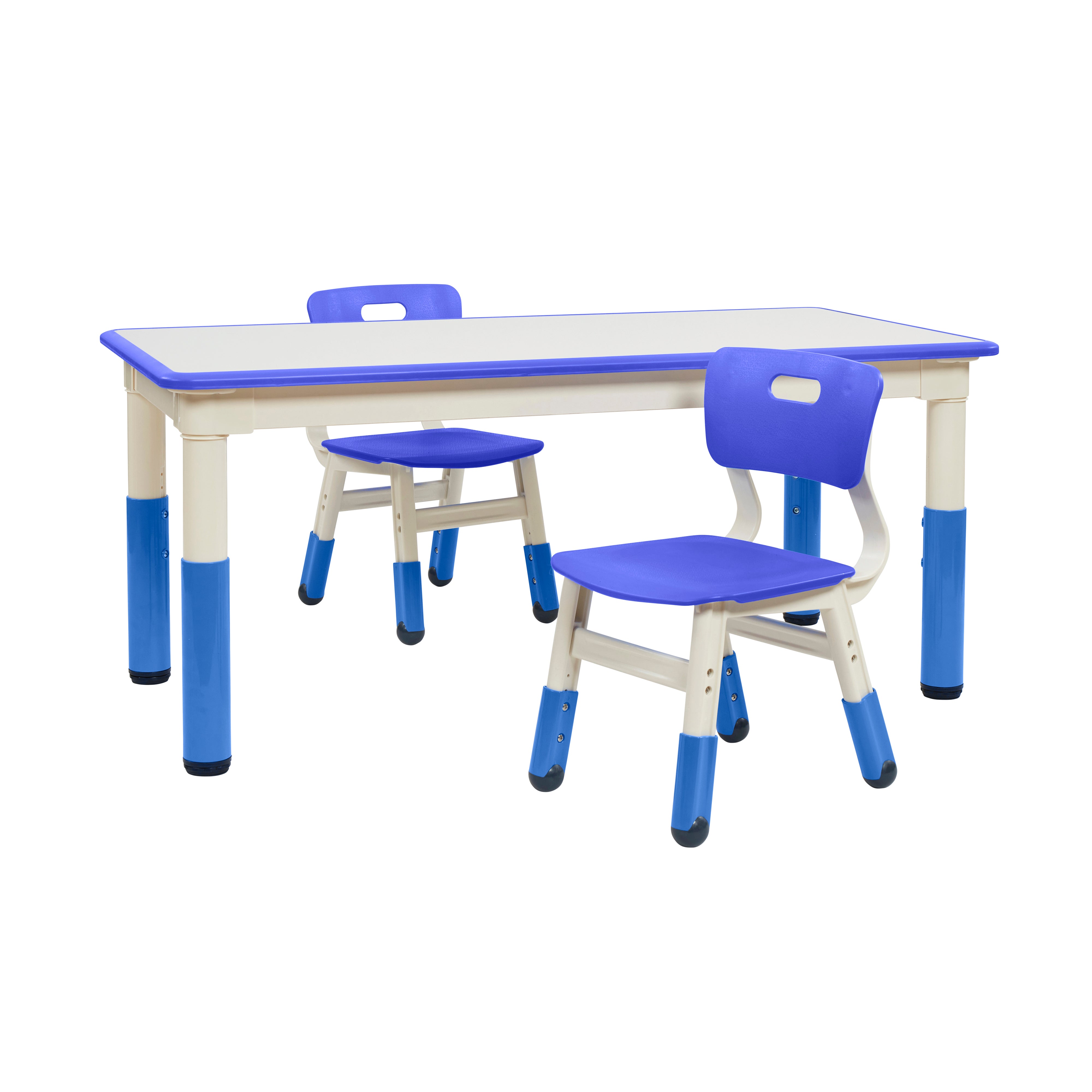 Dry-Erase Rectangular Activity Table with 2 Chairs, Adjustable, 3-Piece