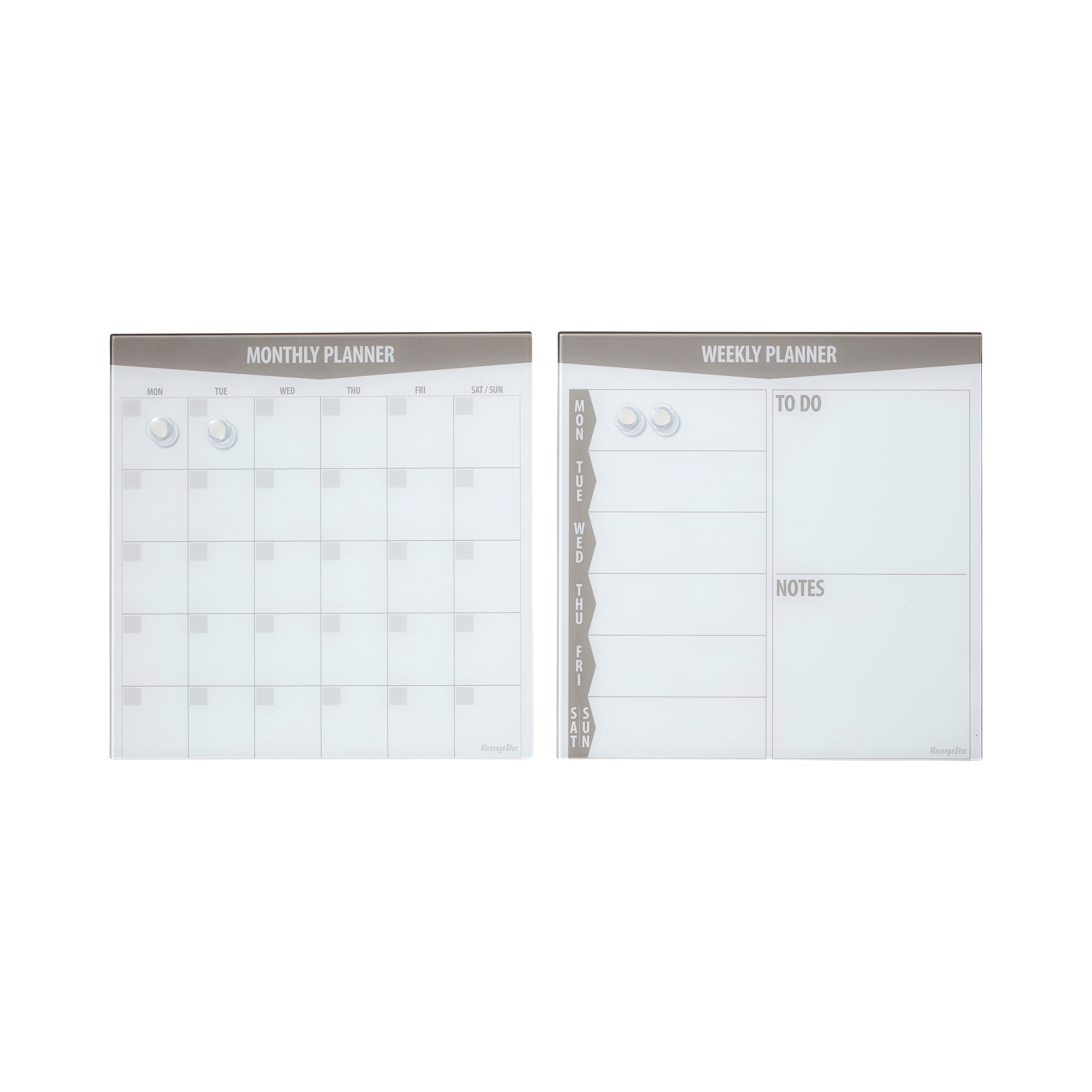 MessageStor Magnetic Dry-Erase Glass Board with Magnets, 17.5in x 17.5in, 2-Pack