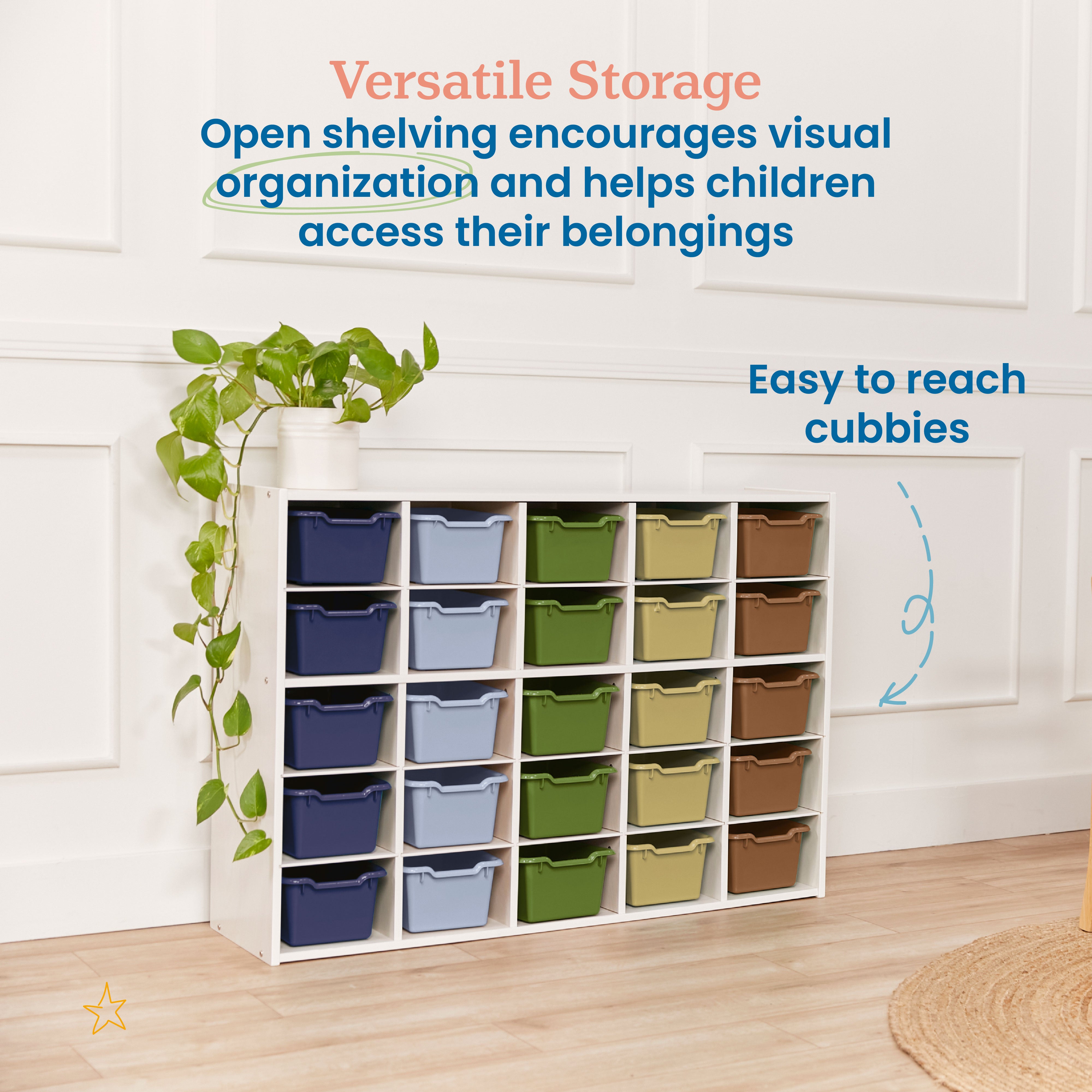 Streamline 25 Cubby Tray Cabinet and 25 Scoop Front Bins, 5x5