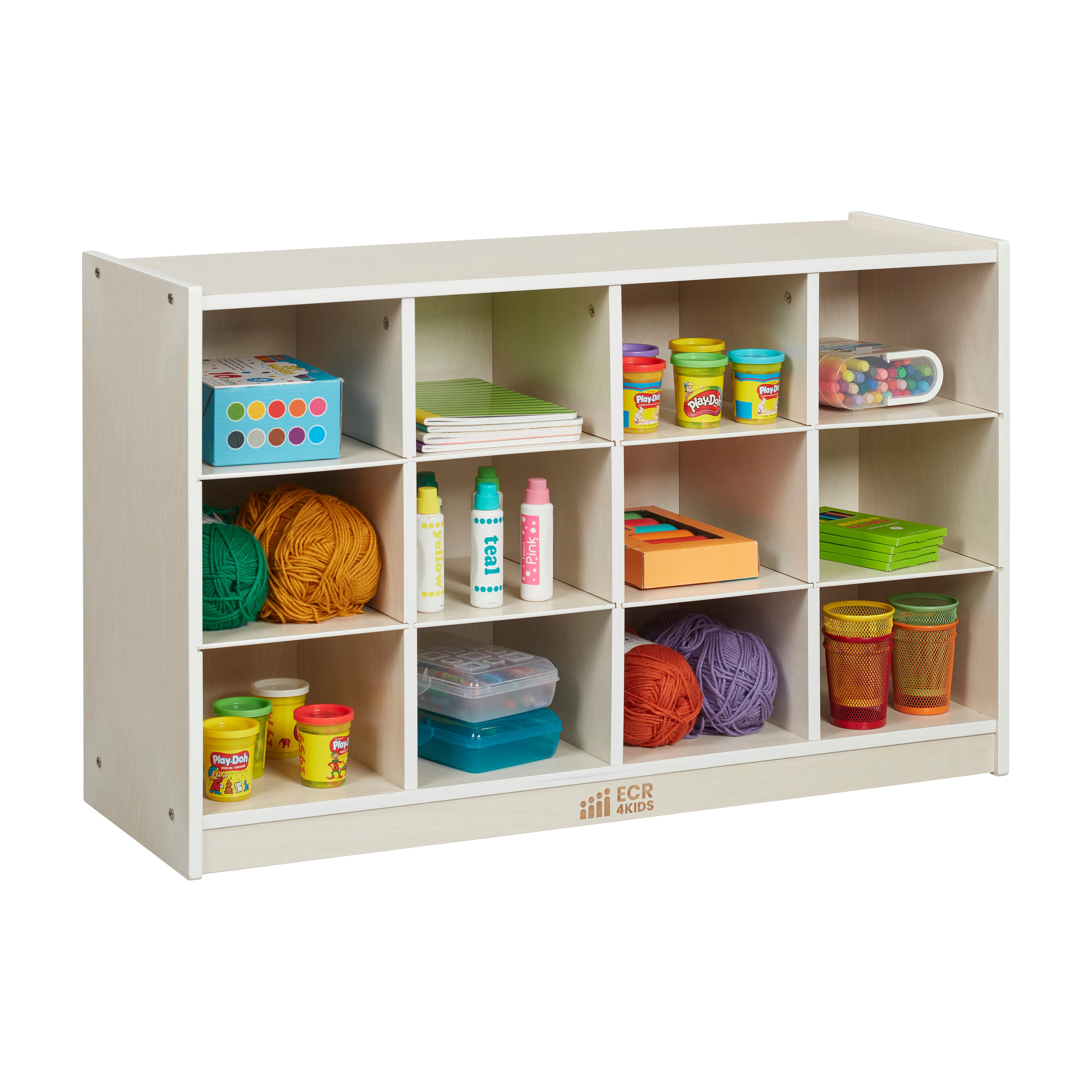 12 Cubby Mobile Tray Storage Cabinet, 3x4