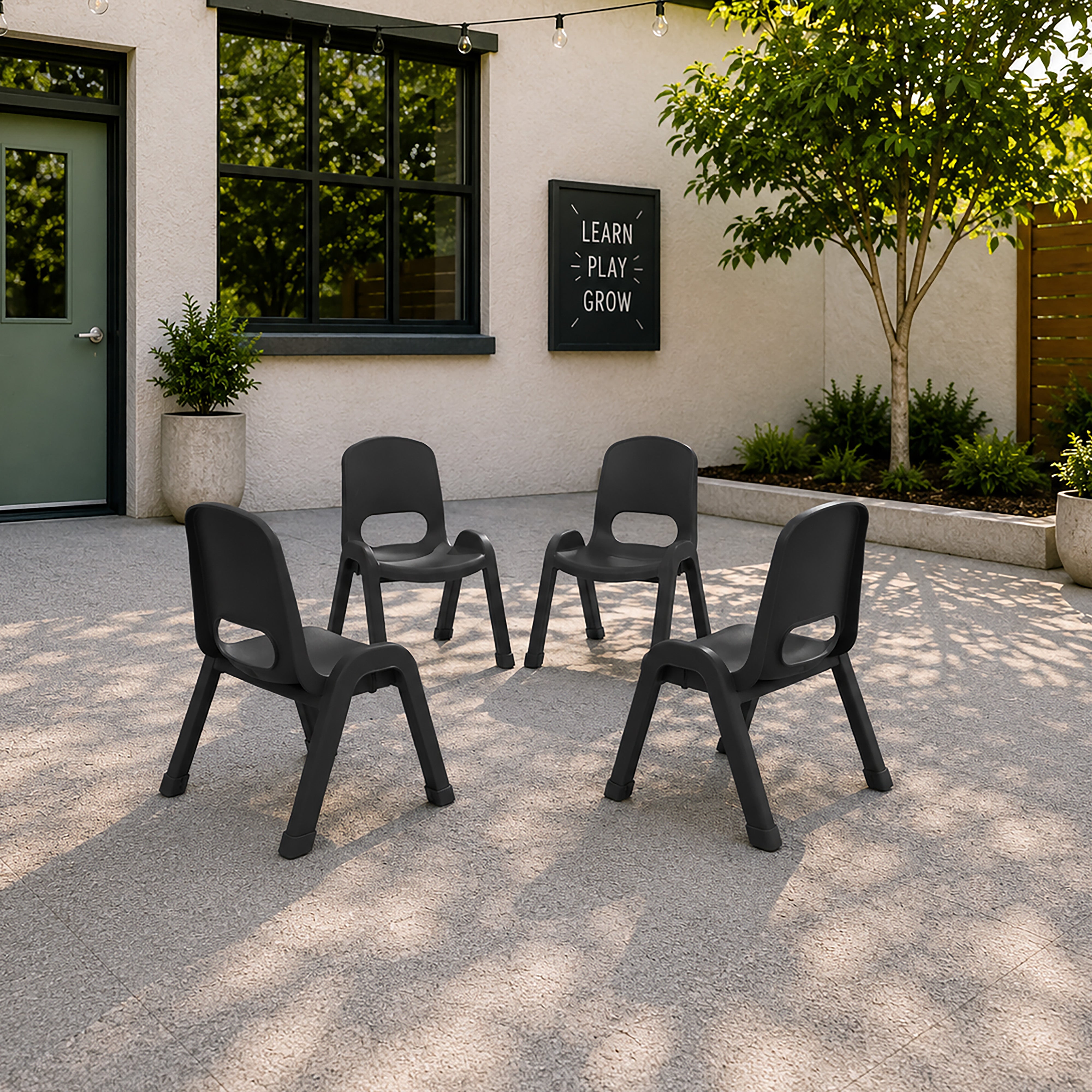 SitRight Plastic Stackable Chair, 11in Seat Height, 4-Pack