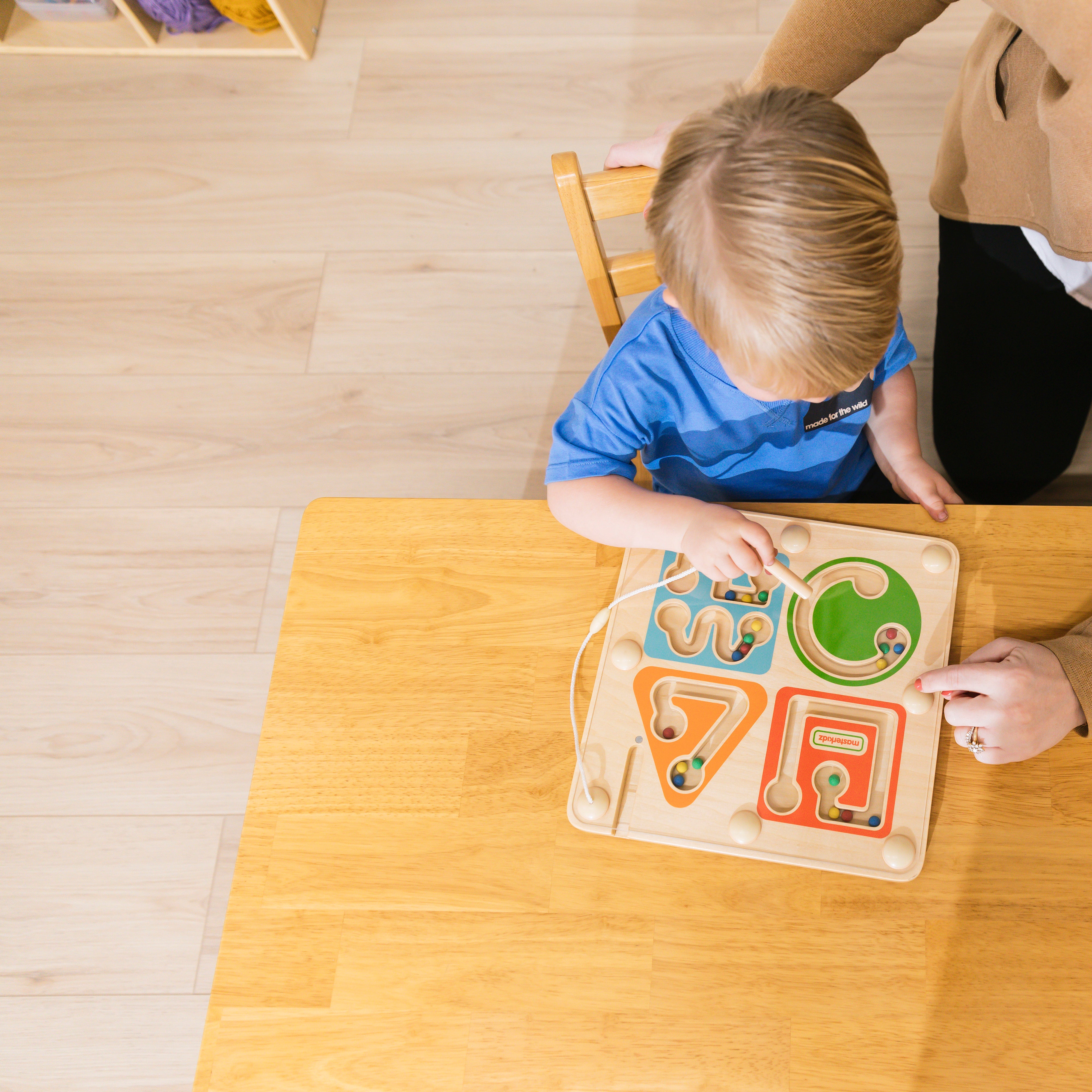 24in x 48in Rectangular Hardwood Table with 16in Legs and Four 8in Chairs, 5-Piece