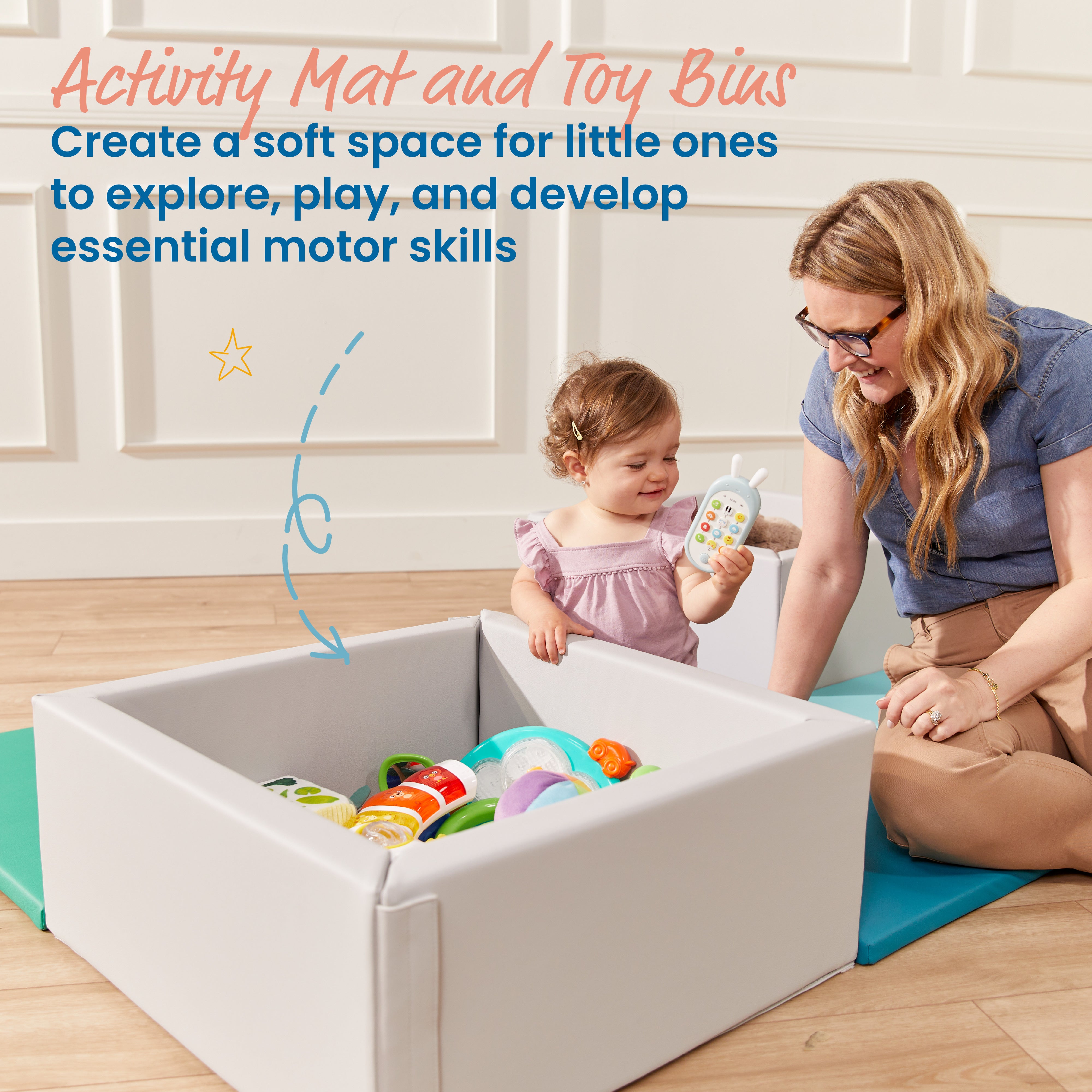 Play Patch Activity Mat and Toy Bins, 6-Piece