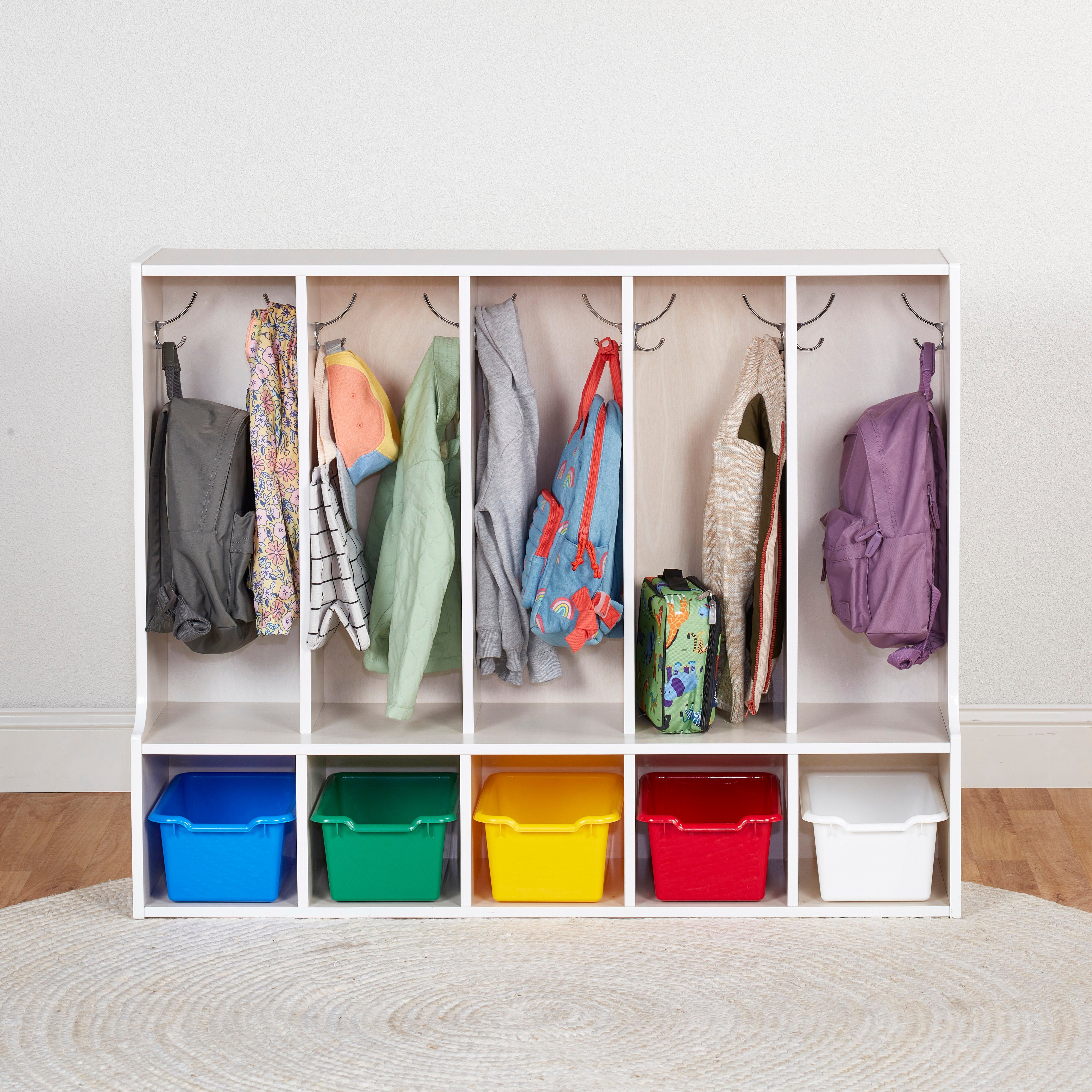 Streamline 5-Section Toddler Coat Locker with Bench and Bins