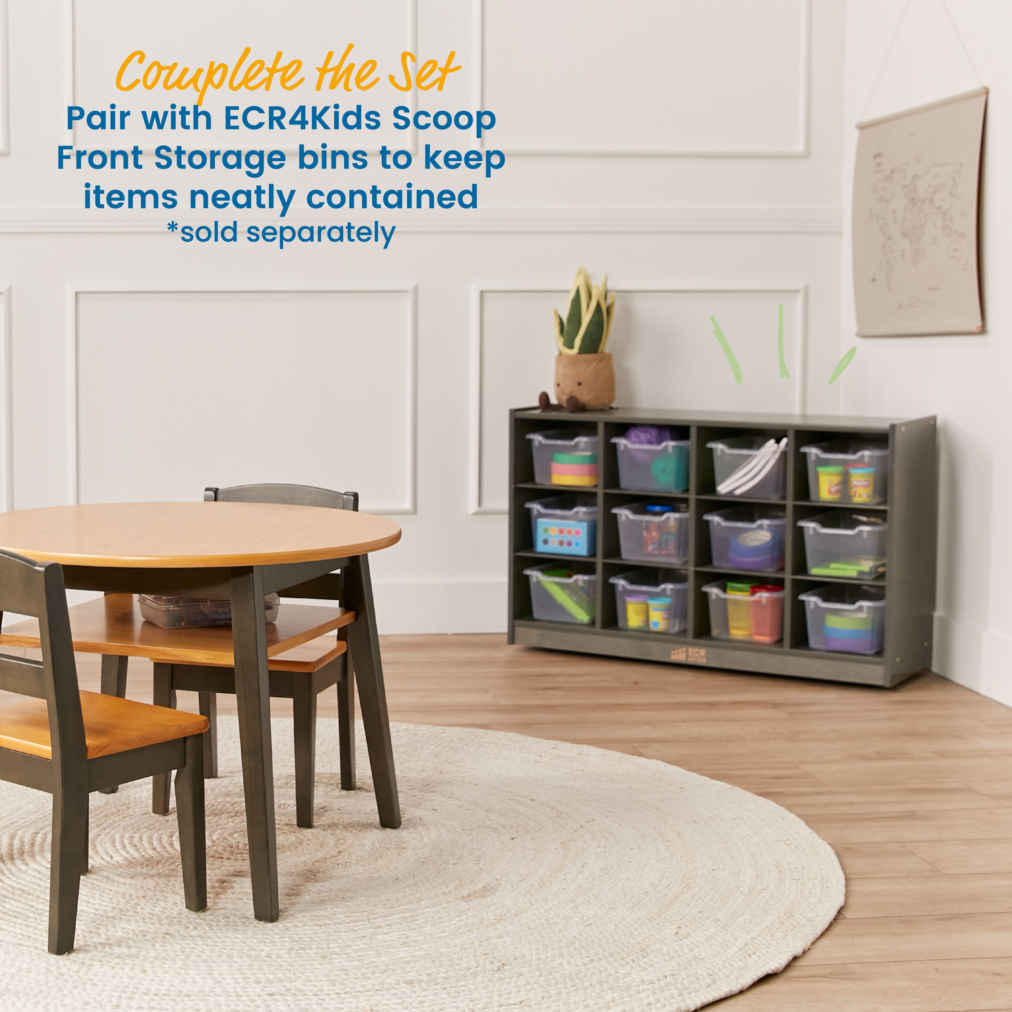 12 Cubby Mobile Tray Storage Cabinet, 3x4