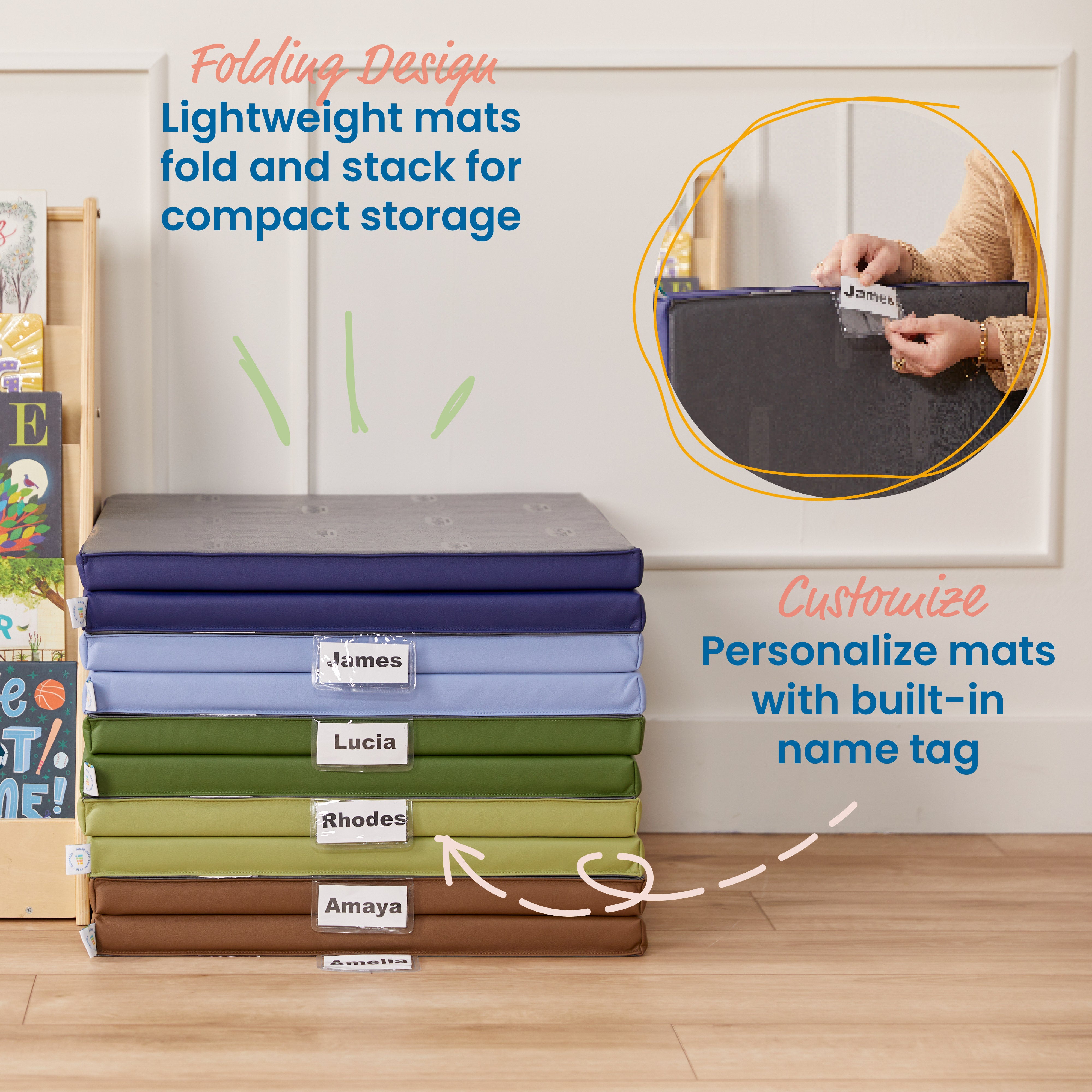 Folding Rainbow Rest Mats, 5-Piece