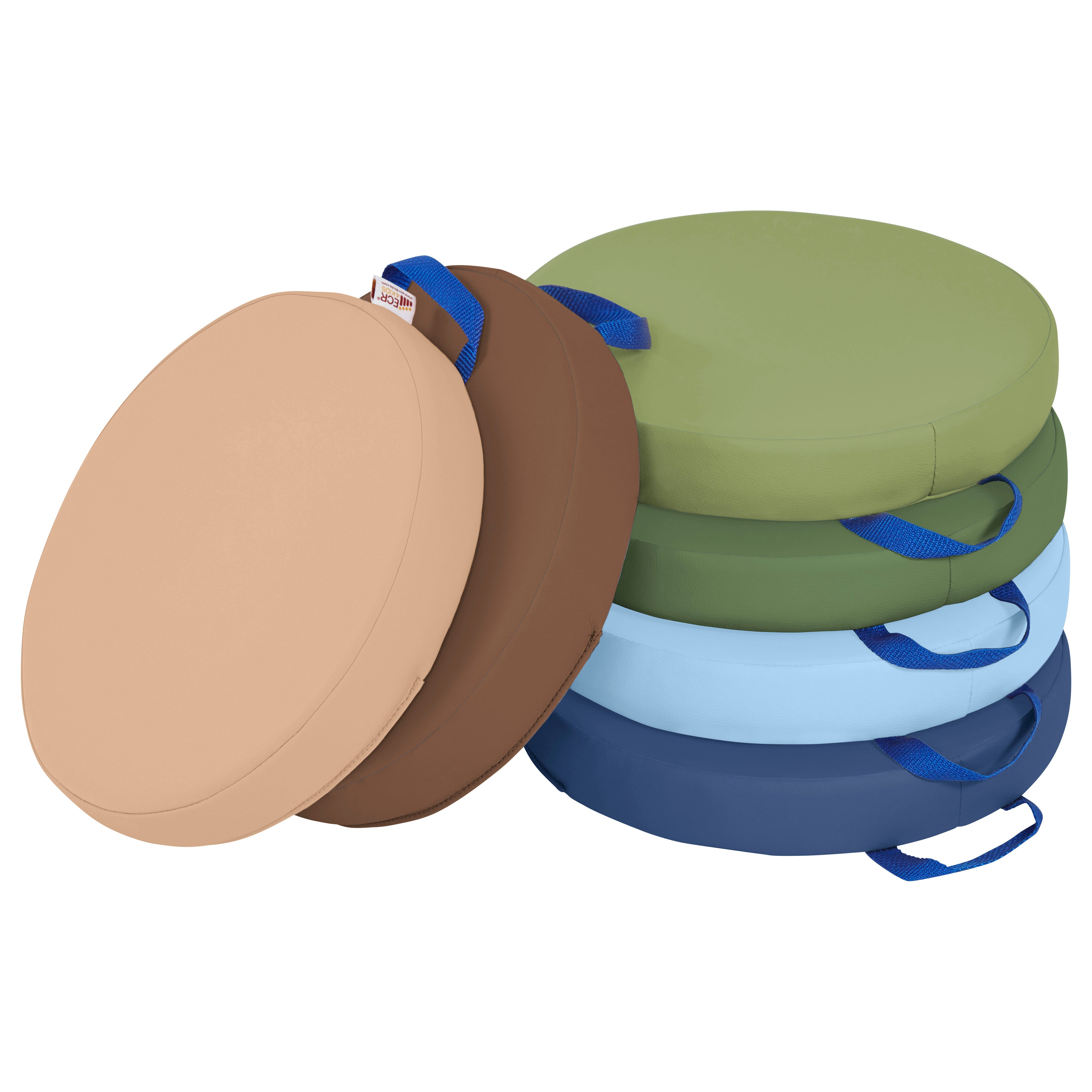 Round Floor Cushions with Handles, 6-Piece