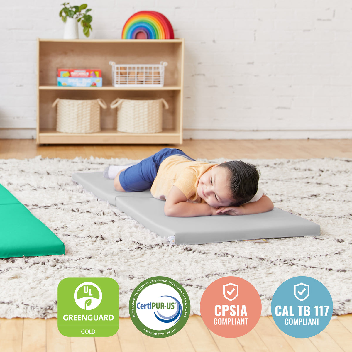 Rest Mat Cart with 25 Folding Rainbow Rest Mats