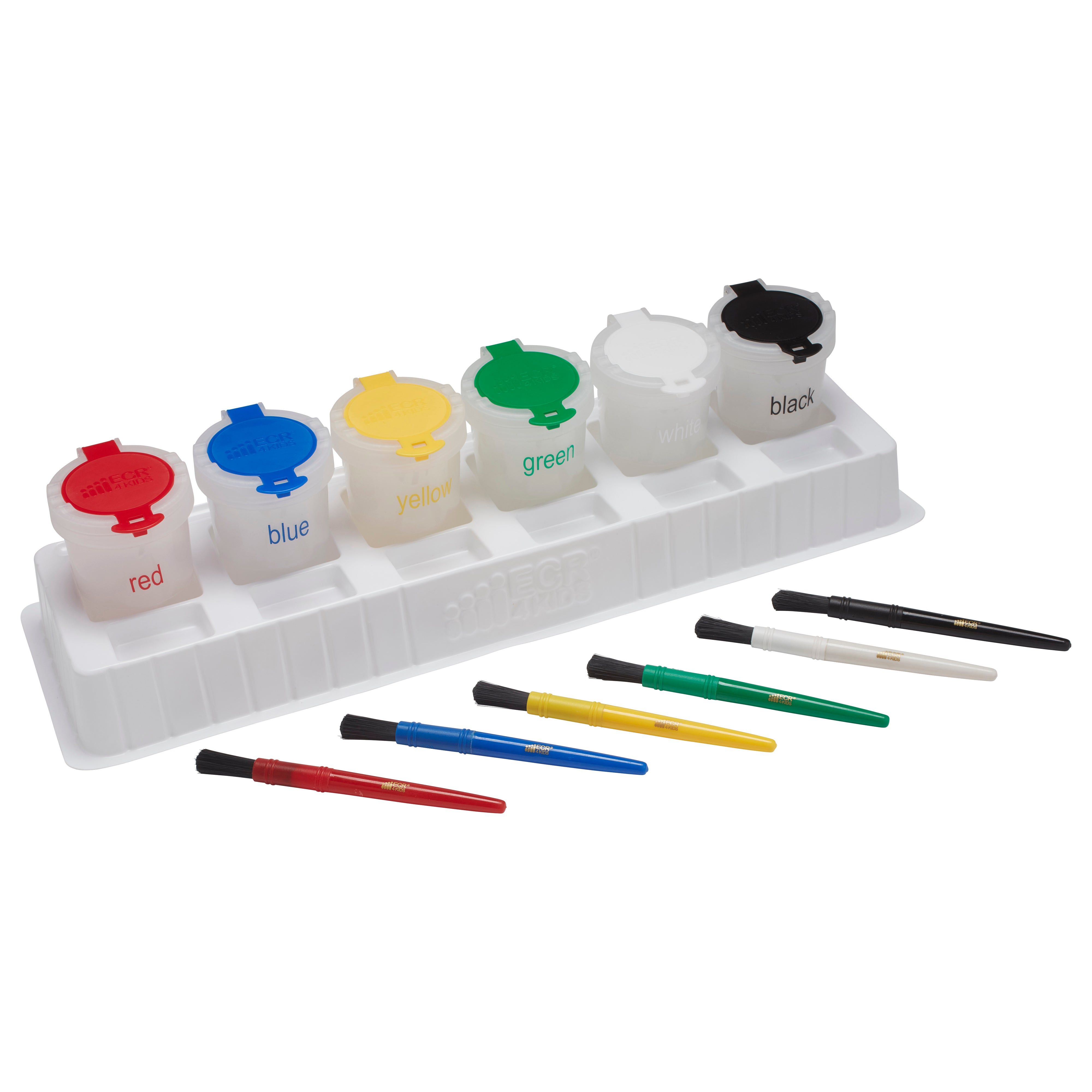 Large Trilingual Paint Cups and Brushes, 13-Piece