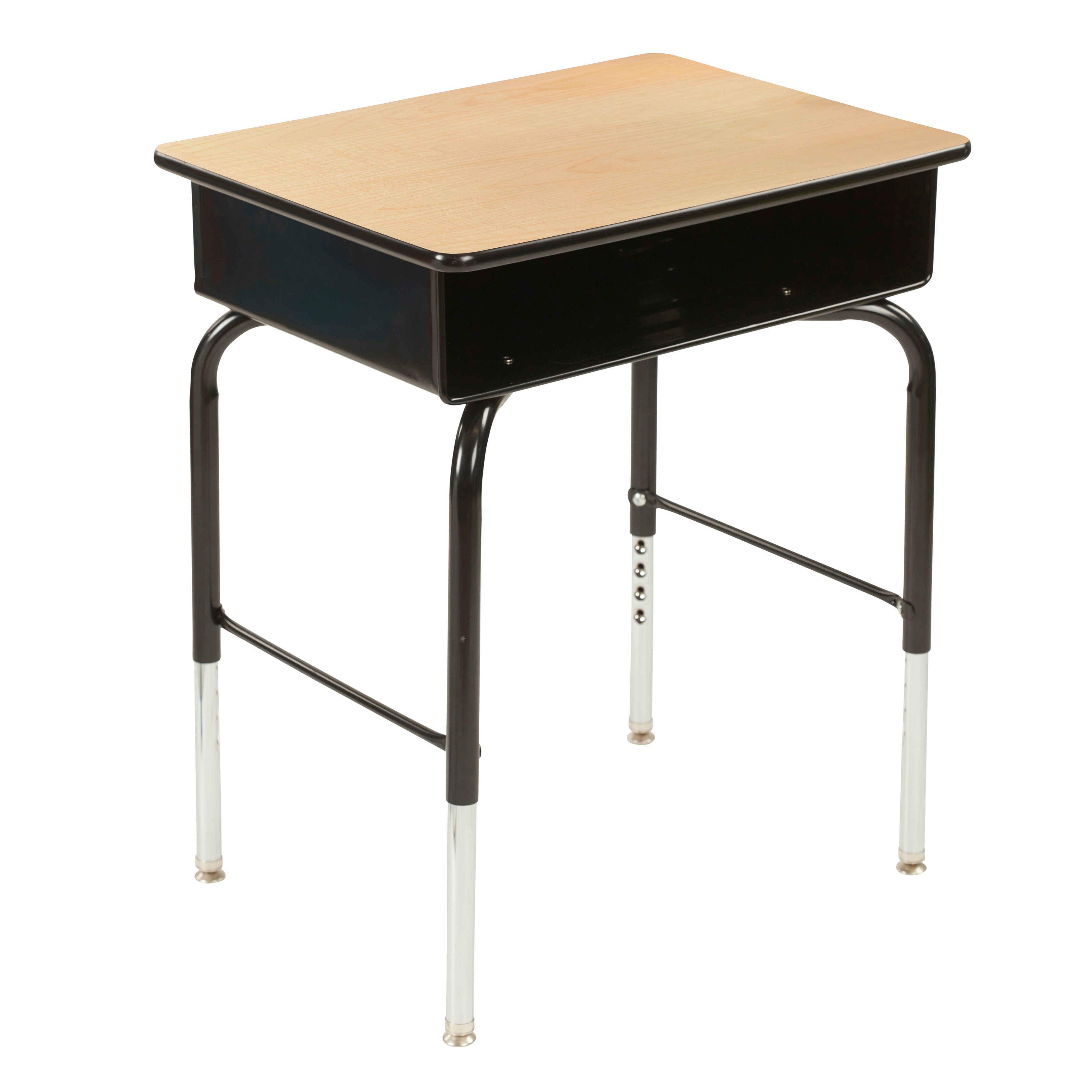 Open Front Student Desk with Metal Storage Book Box, Adjustable Height, 24in x18in