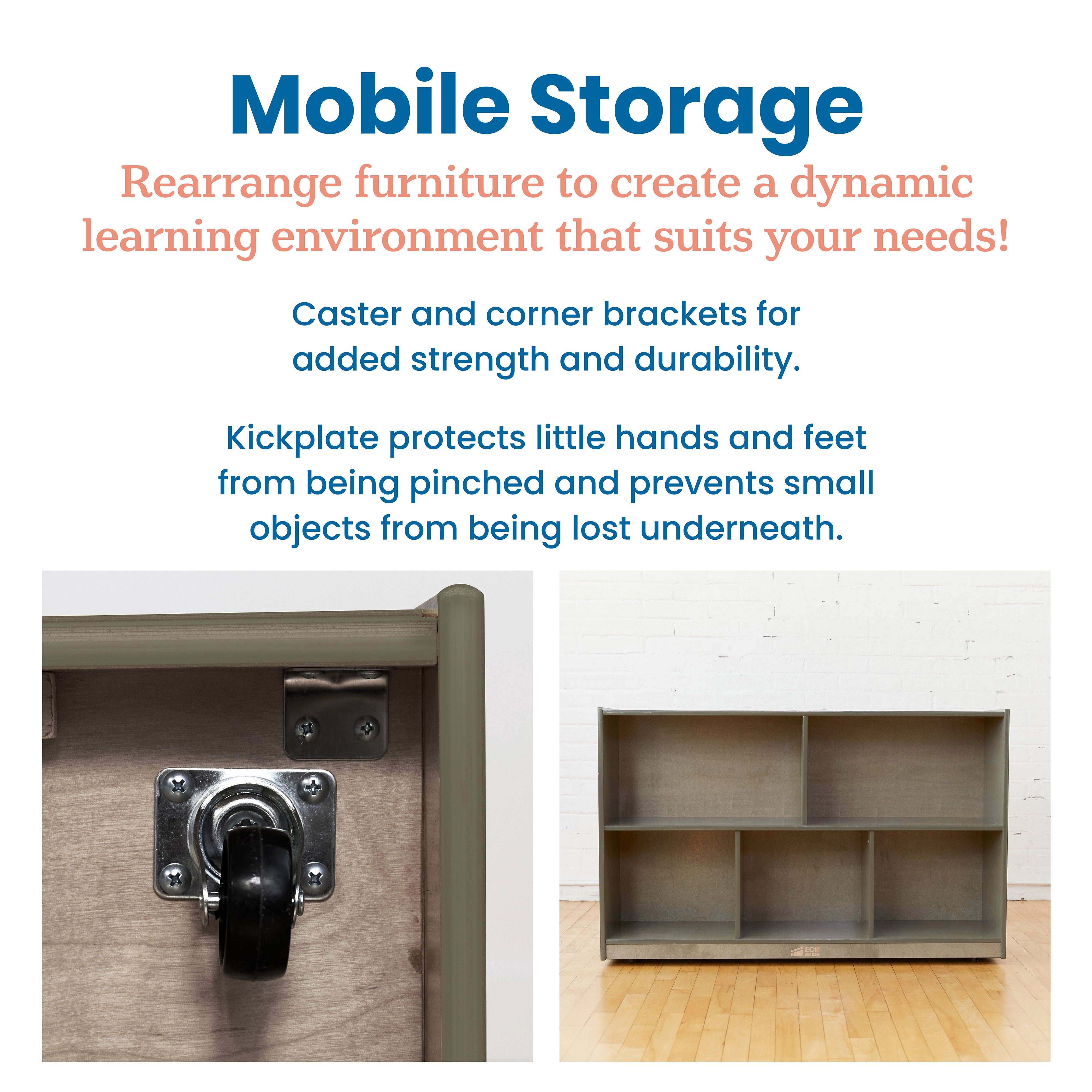 5-Compartment Mobile Storage Cabinet, Preschool