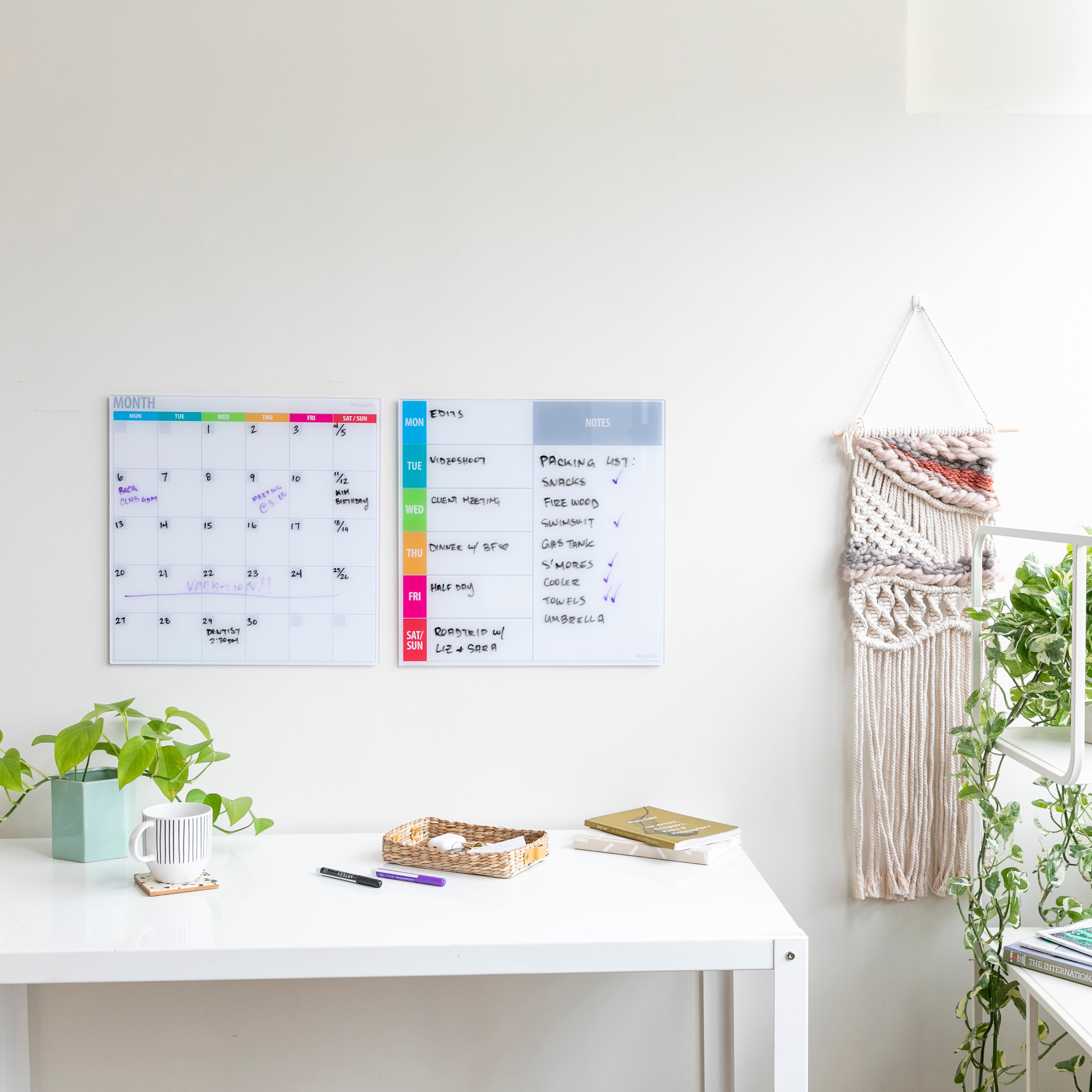 MessageStor Magnetic Dry-Erase Glass Board with Magnets, 17.5in x 17.5in, 2-Pack