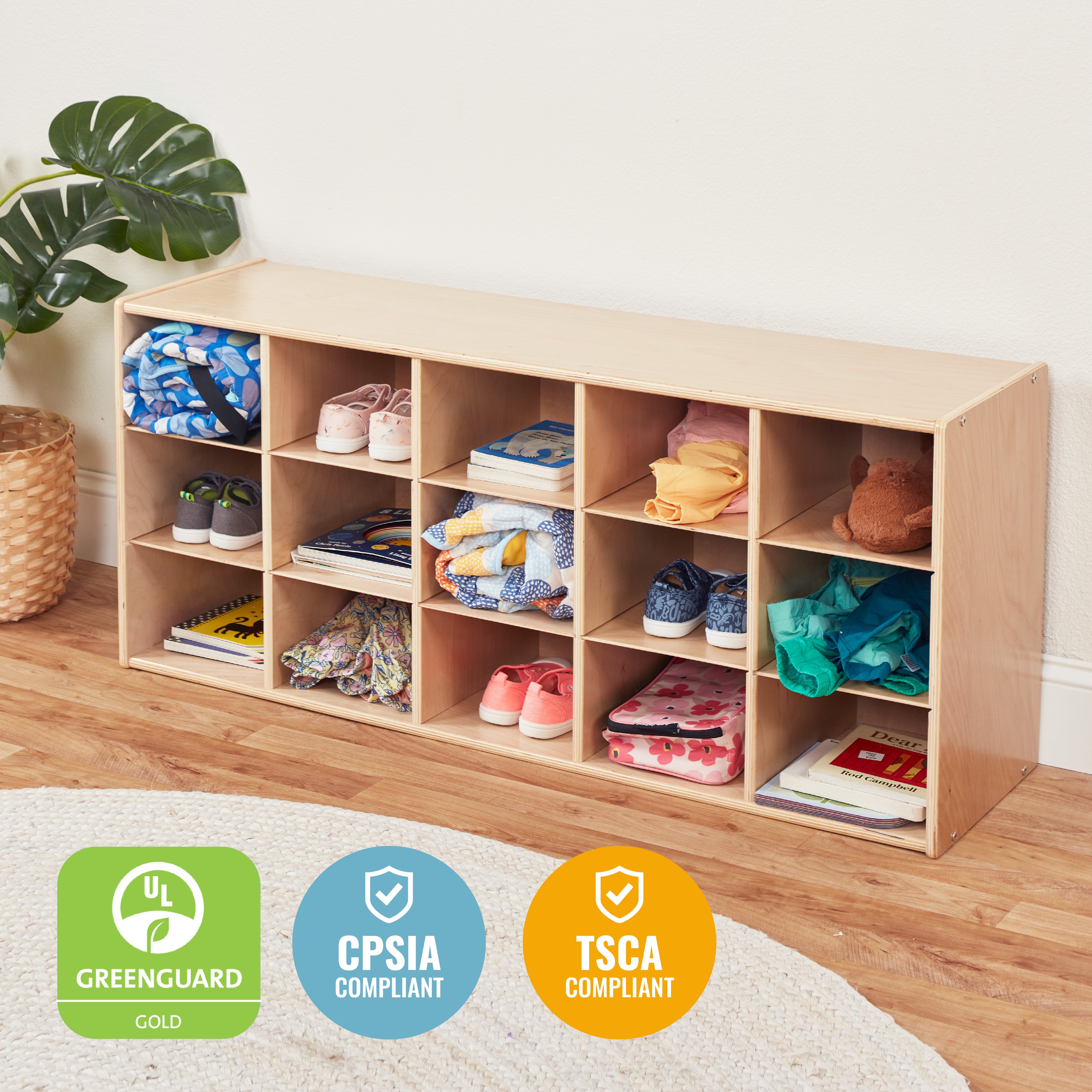 Streamline 15 Cubby Tray Storage Cabinet, 3x5