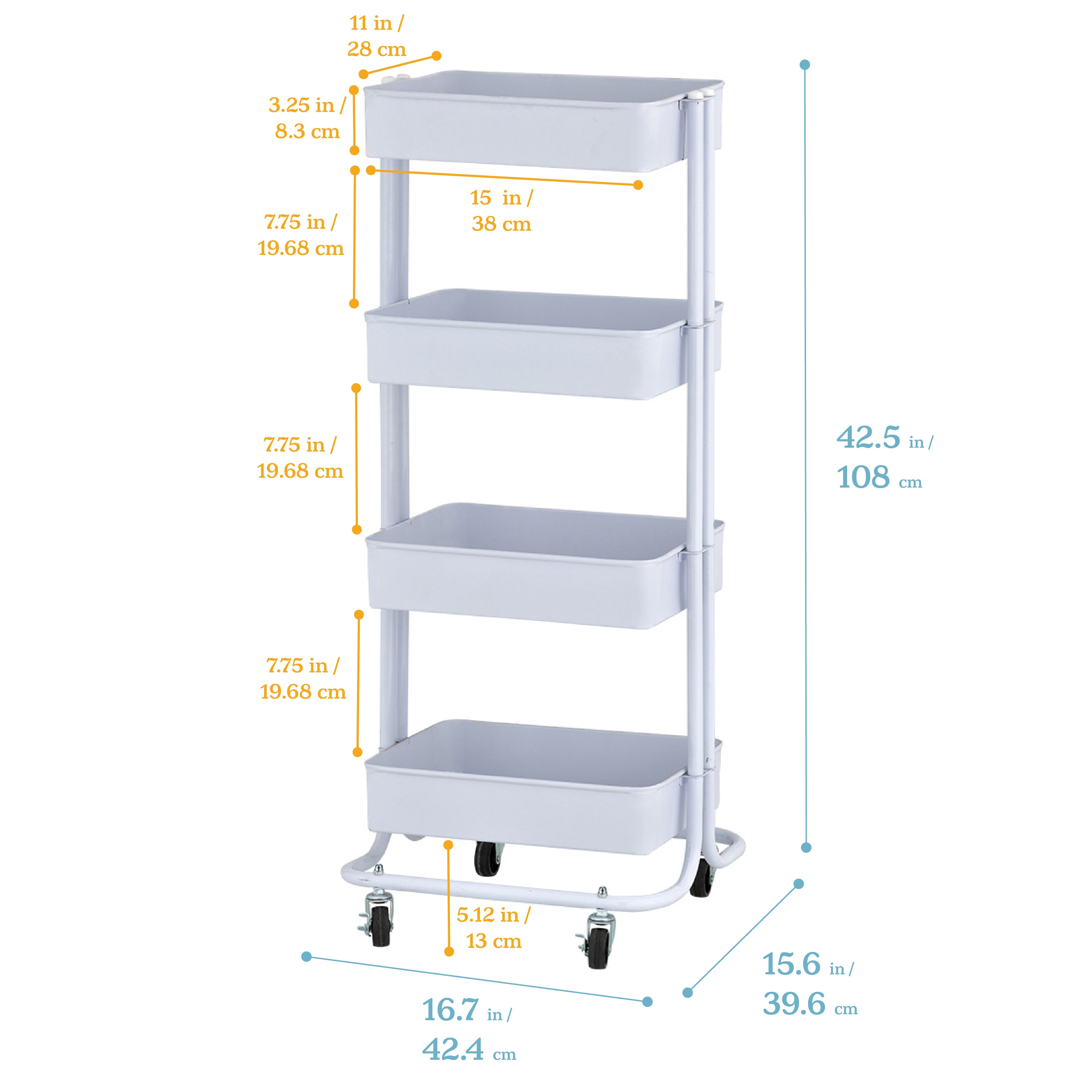 4-Tier Metal Rolling Utility Cart
