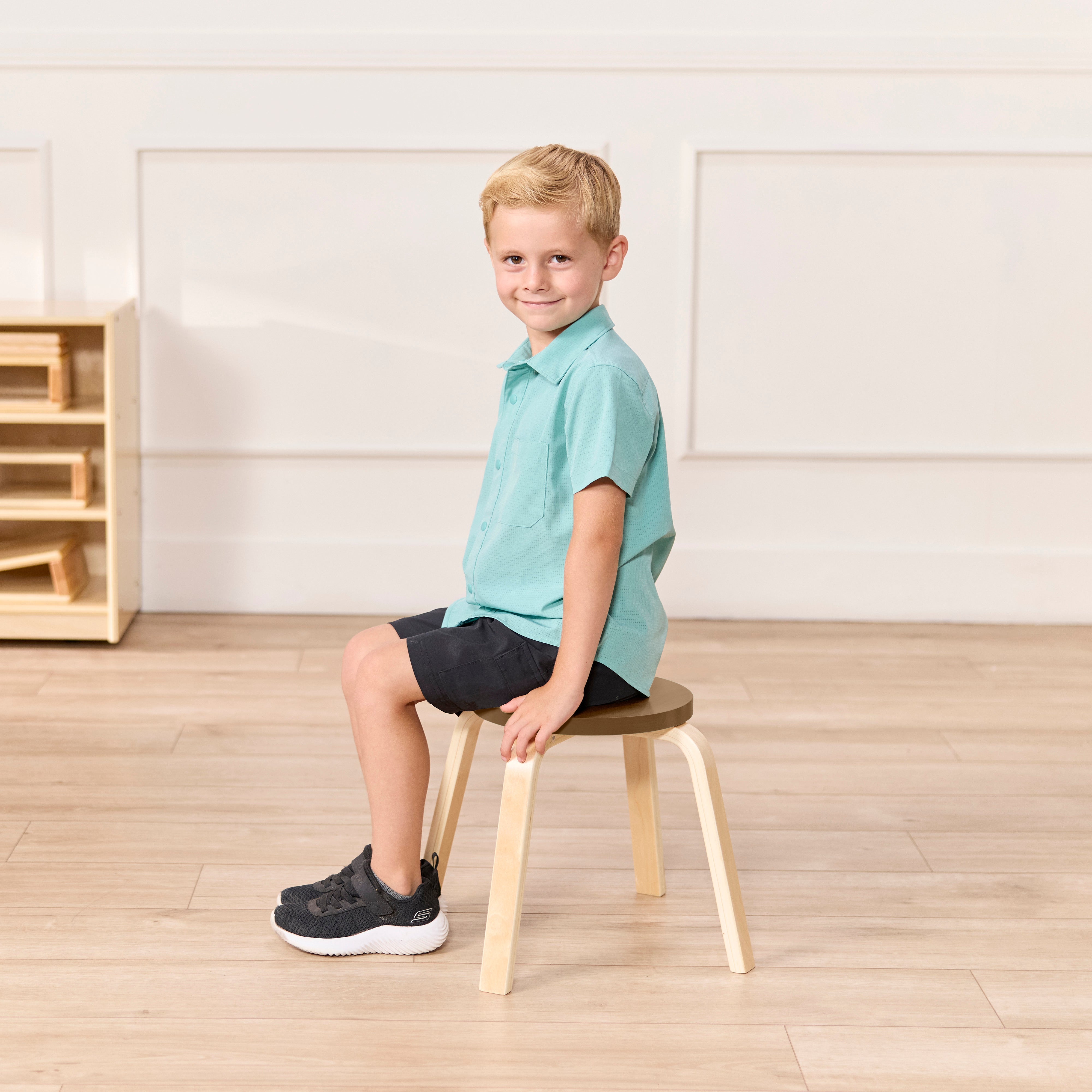 Bentwood Stackable Stools, 12in Seat Height, 6-Piece