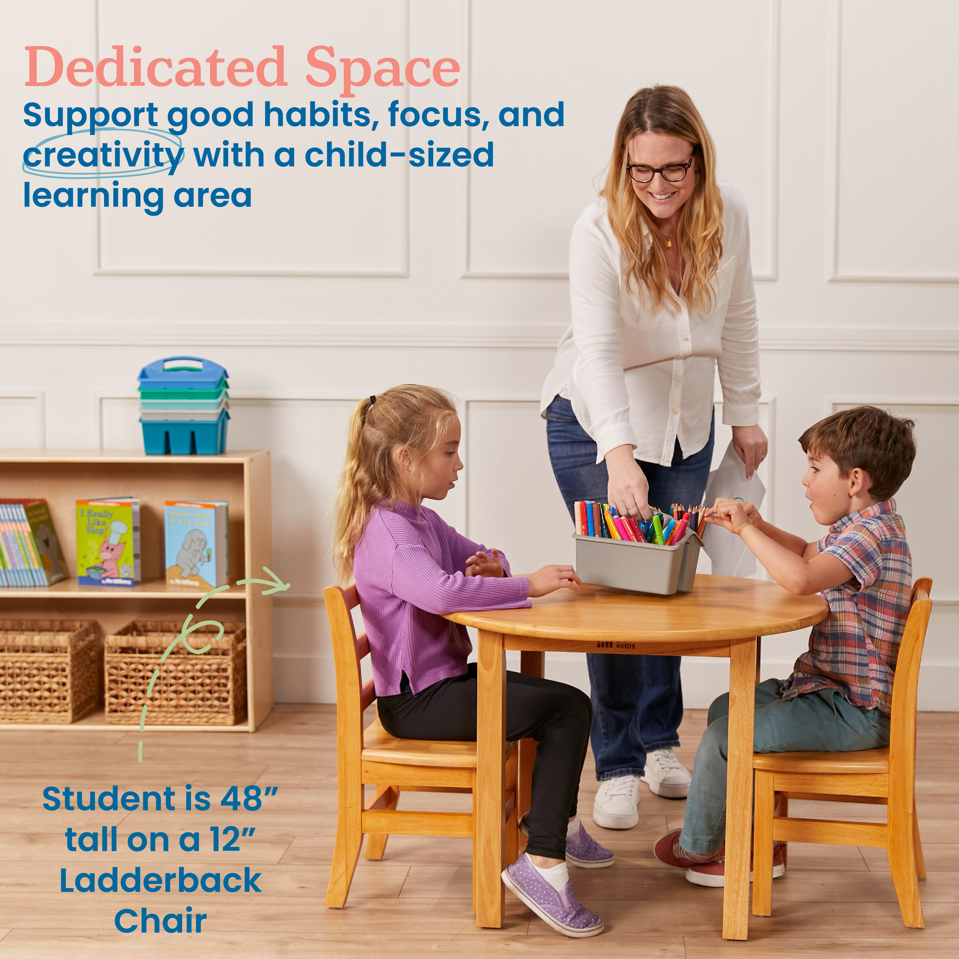 30in D Round Hardwood Table with 22in Legs