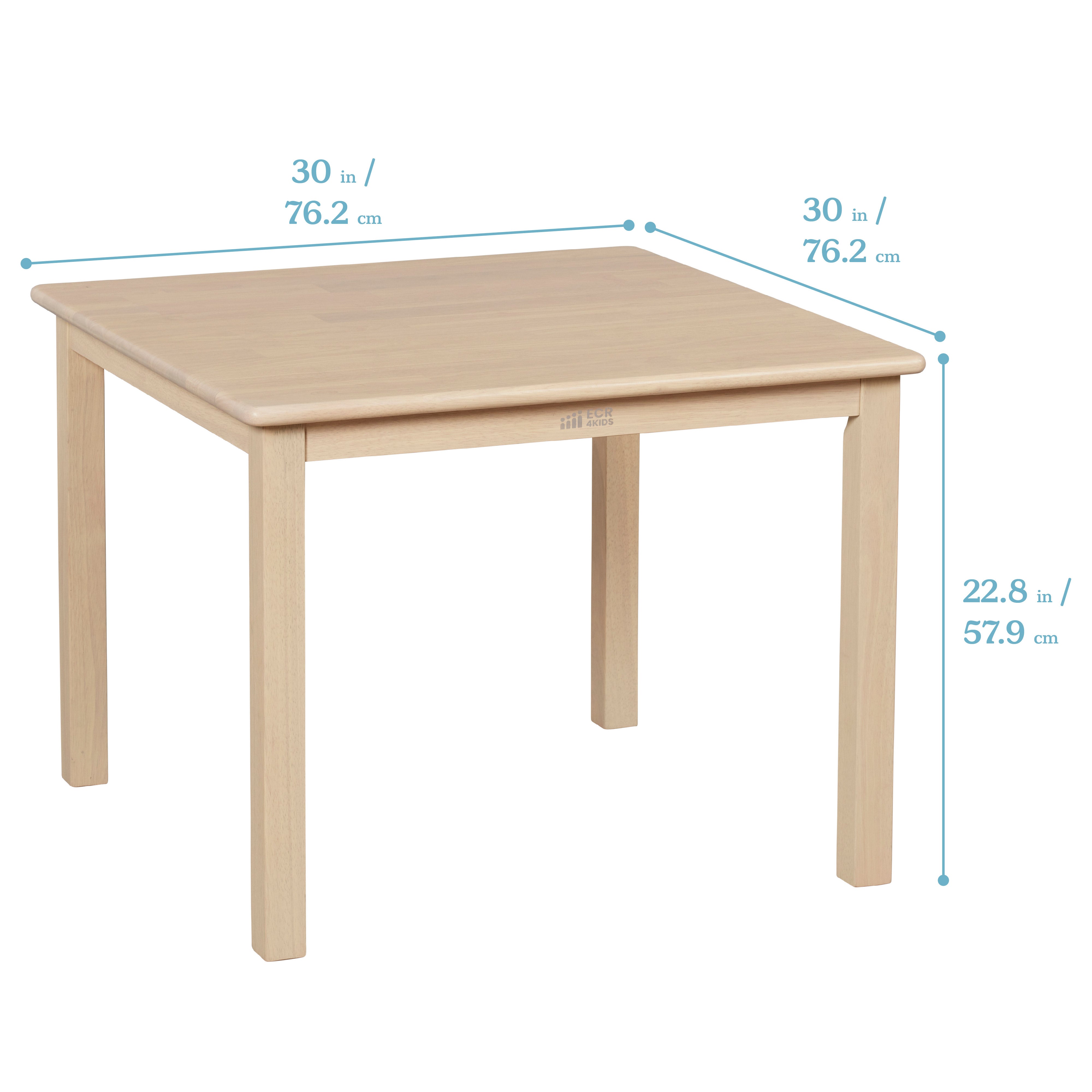 30in x 30in Square Hardwood Table and Chair Set, 12in Seat Height, 3-Piece