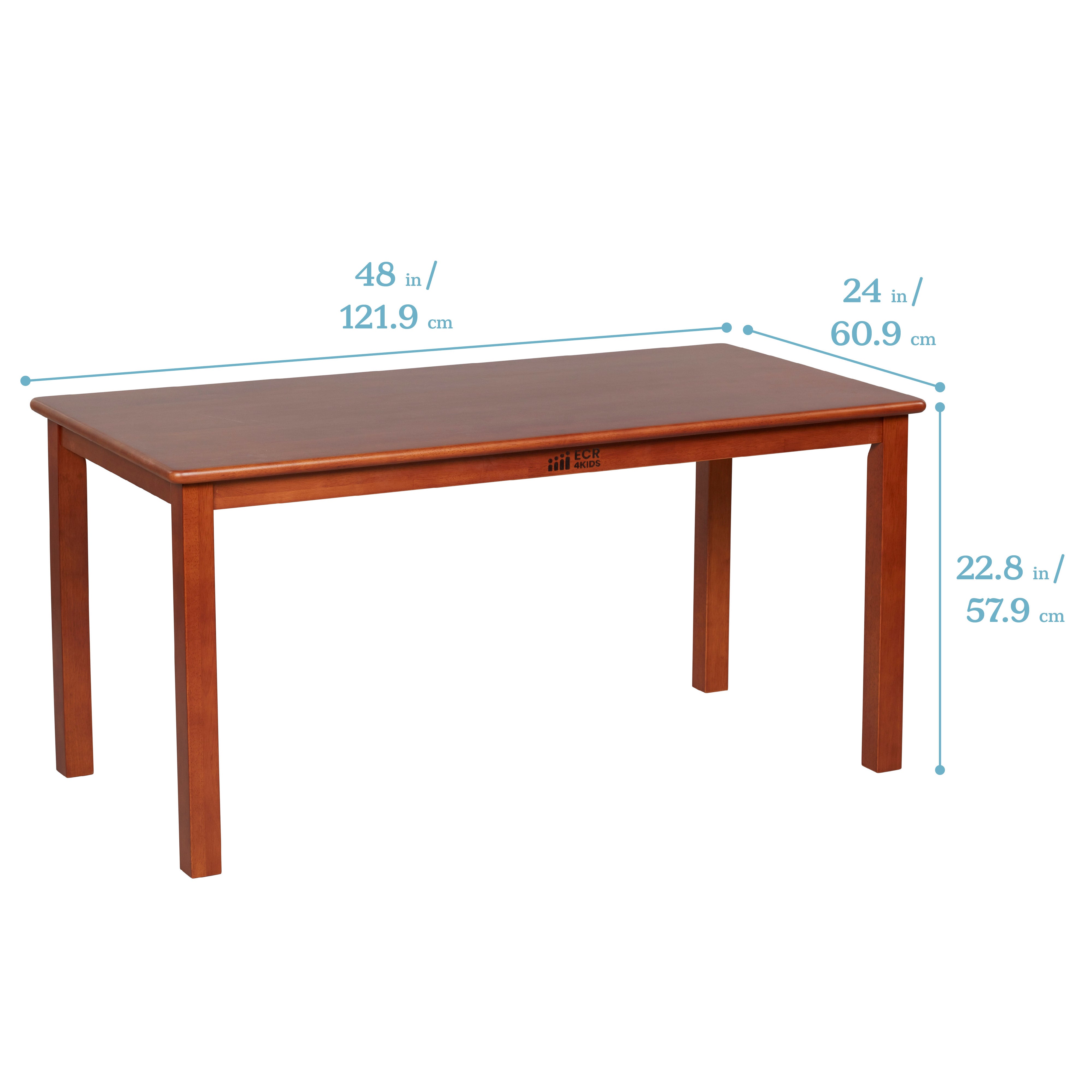 24in x 48in Rectangular Hardwood Table with 22in Legs