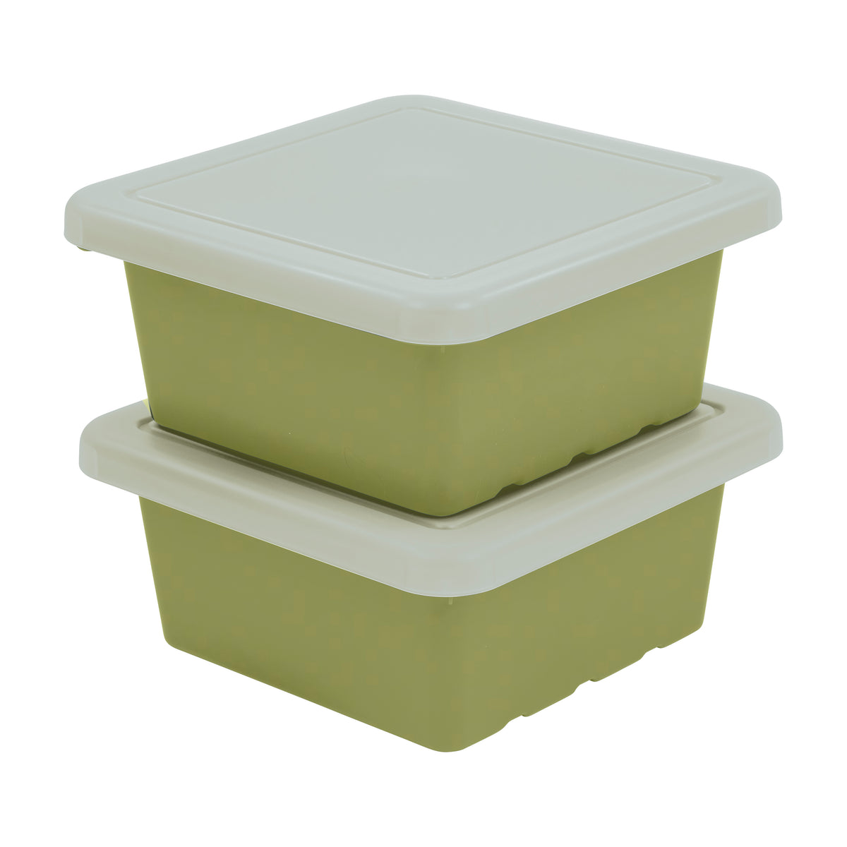 Stackable Square Bins with Non-Snap Lids, 2-Pack