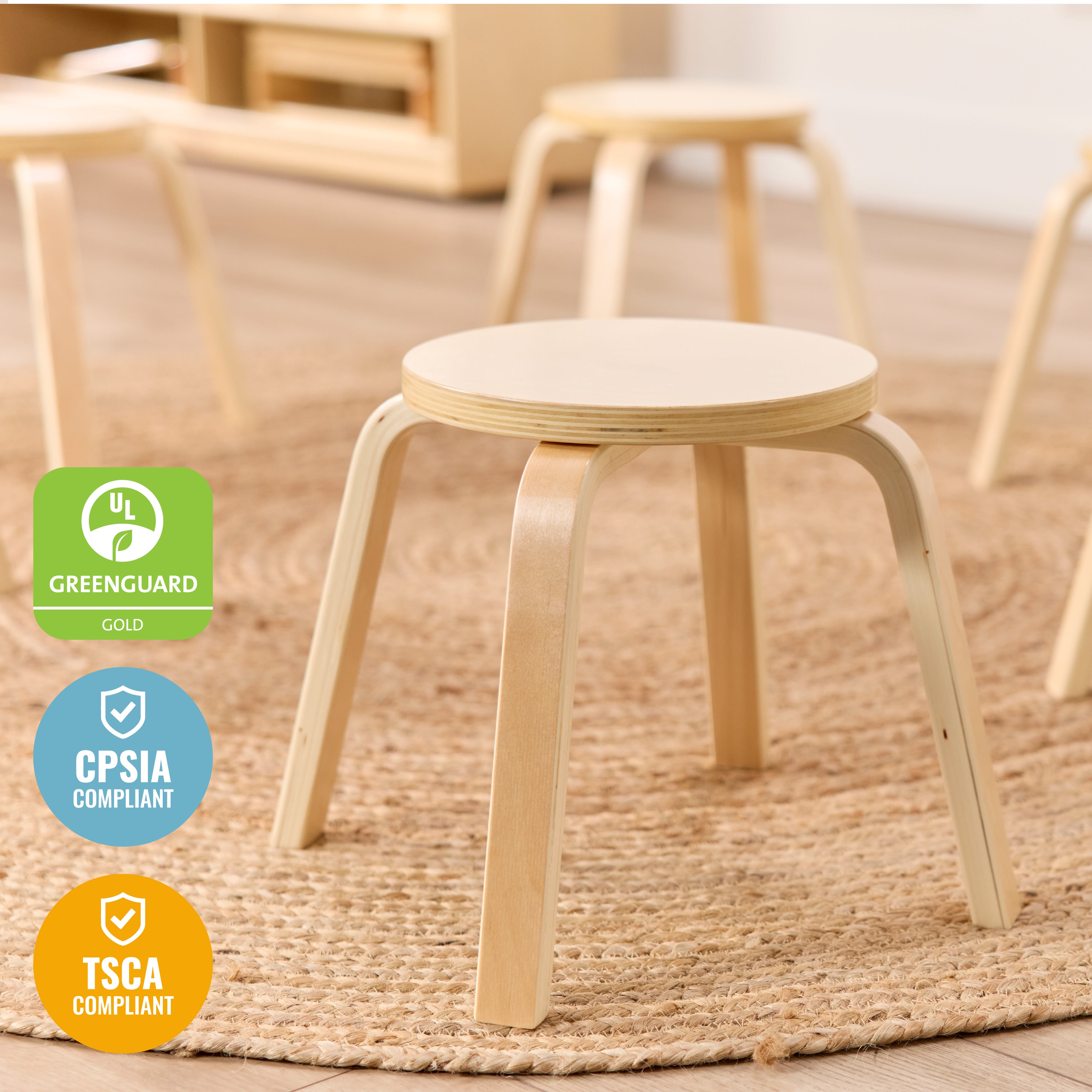 Bentwood Stackable Stools, 6-Piece