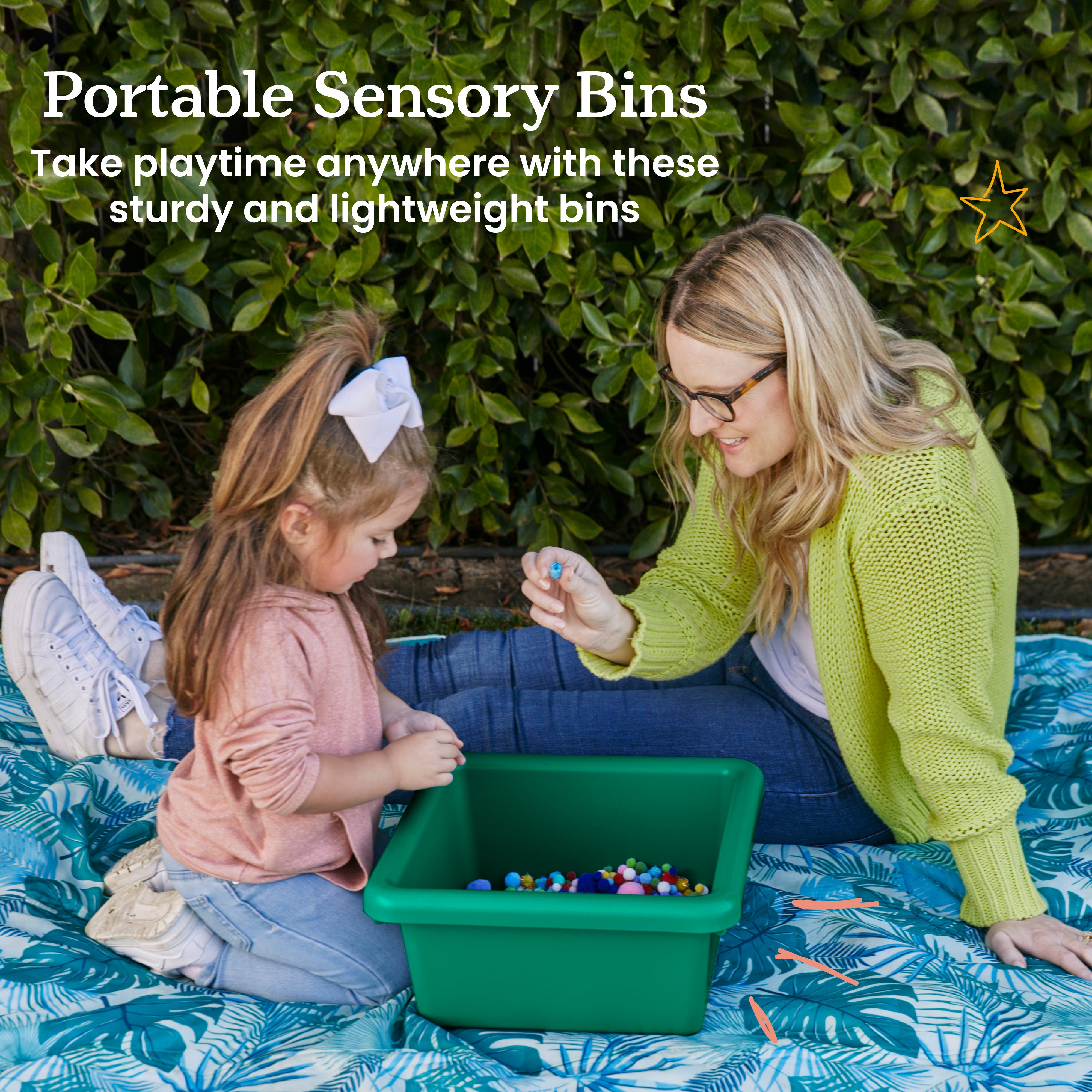 Square Bin with Lid, 4-Pack