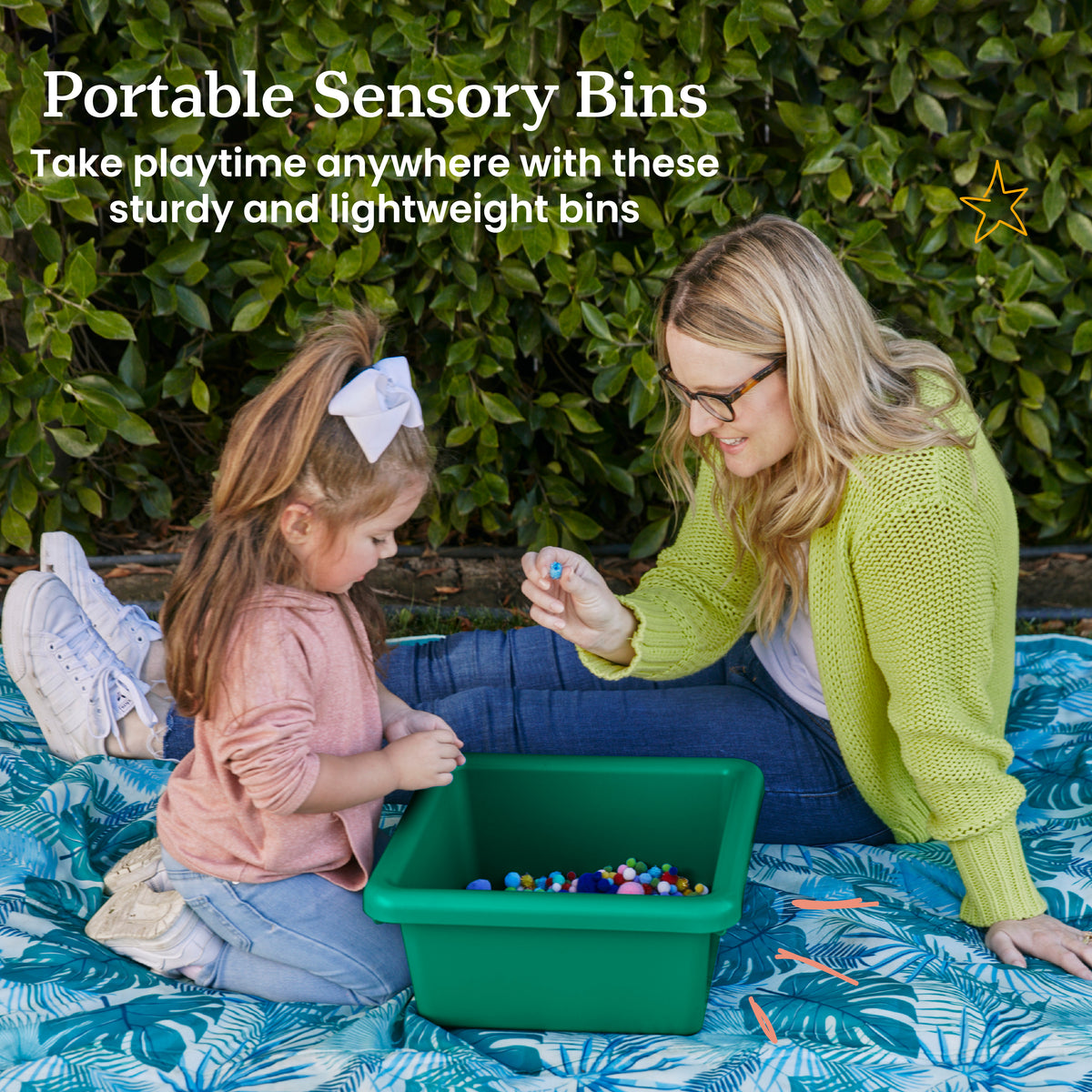 Stackable Square Bins with Non-Snap Lids, 4-Pack