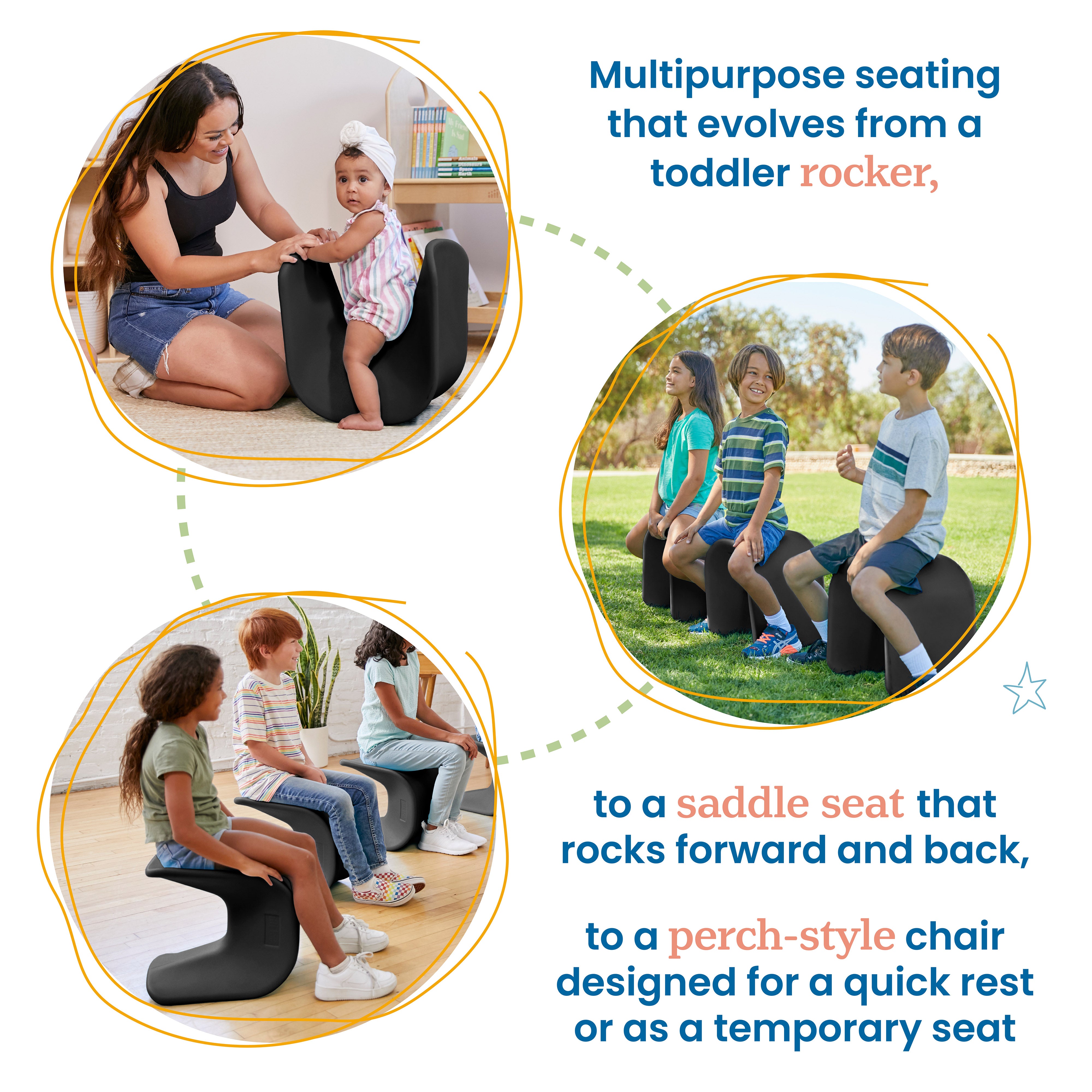 Wave Seat, 14in - 15.1in Seat Height, 2-Pack