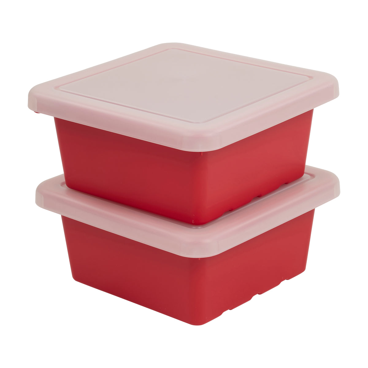 Stackable Square Bins with Non-Snap Lids, 2-Pack