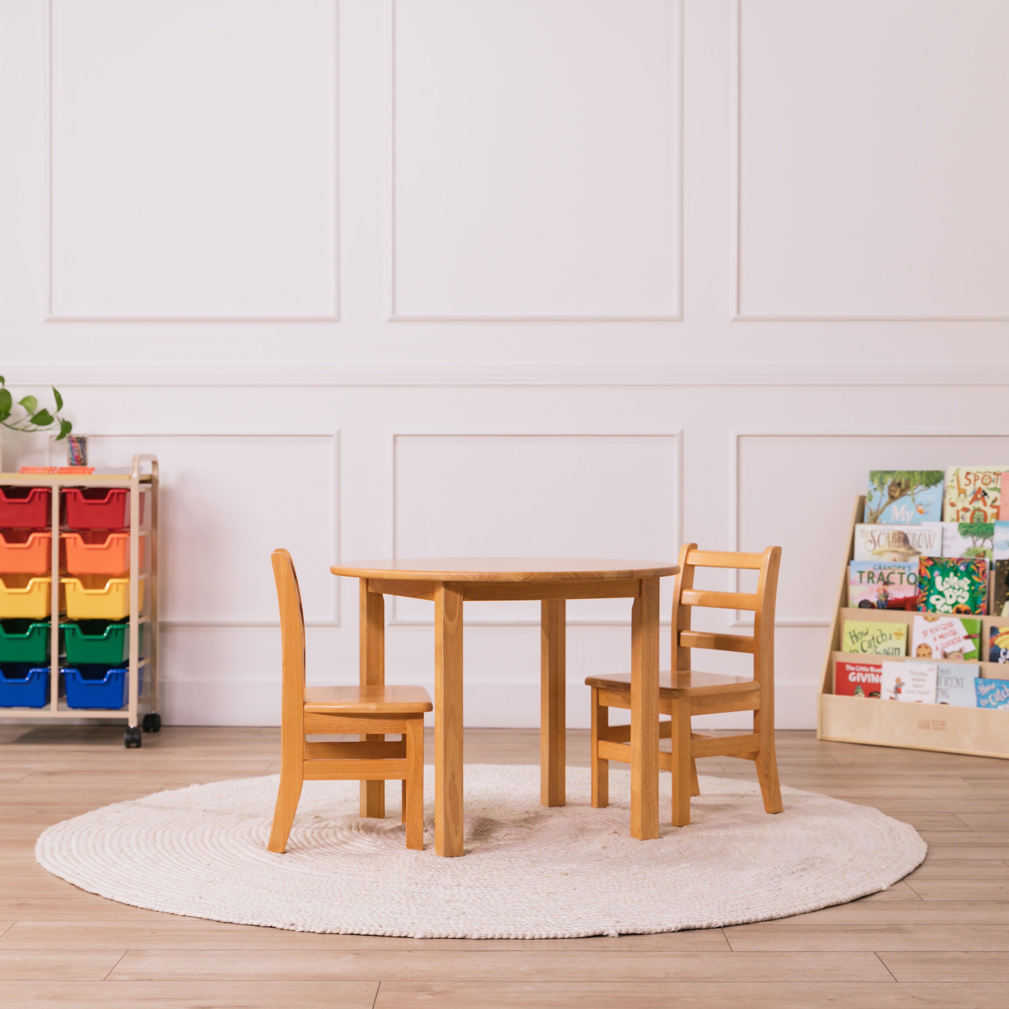 30in D Round Hardwood Table and Chair Set, 12in Seat Height, 3-Piece