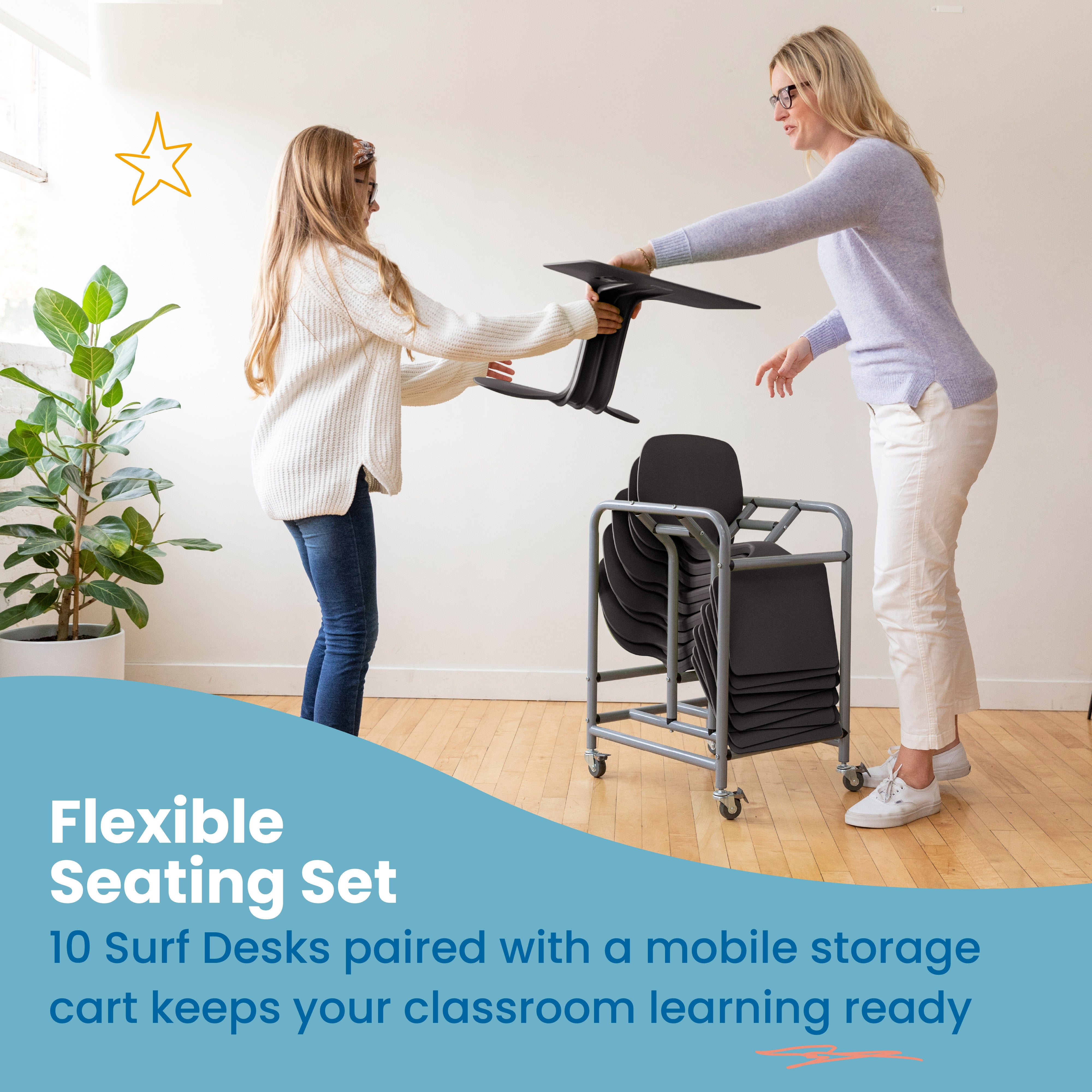 The Surf Portable Desk with Storage Cart, 10-Pack