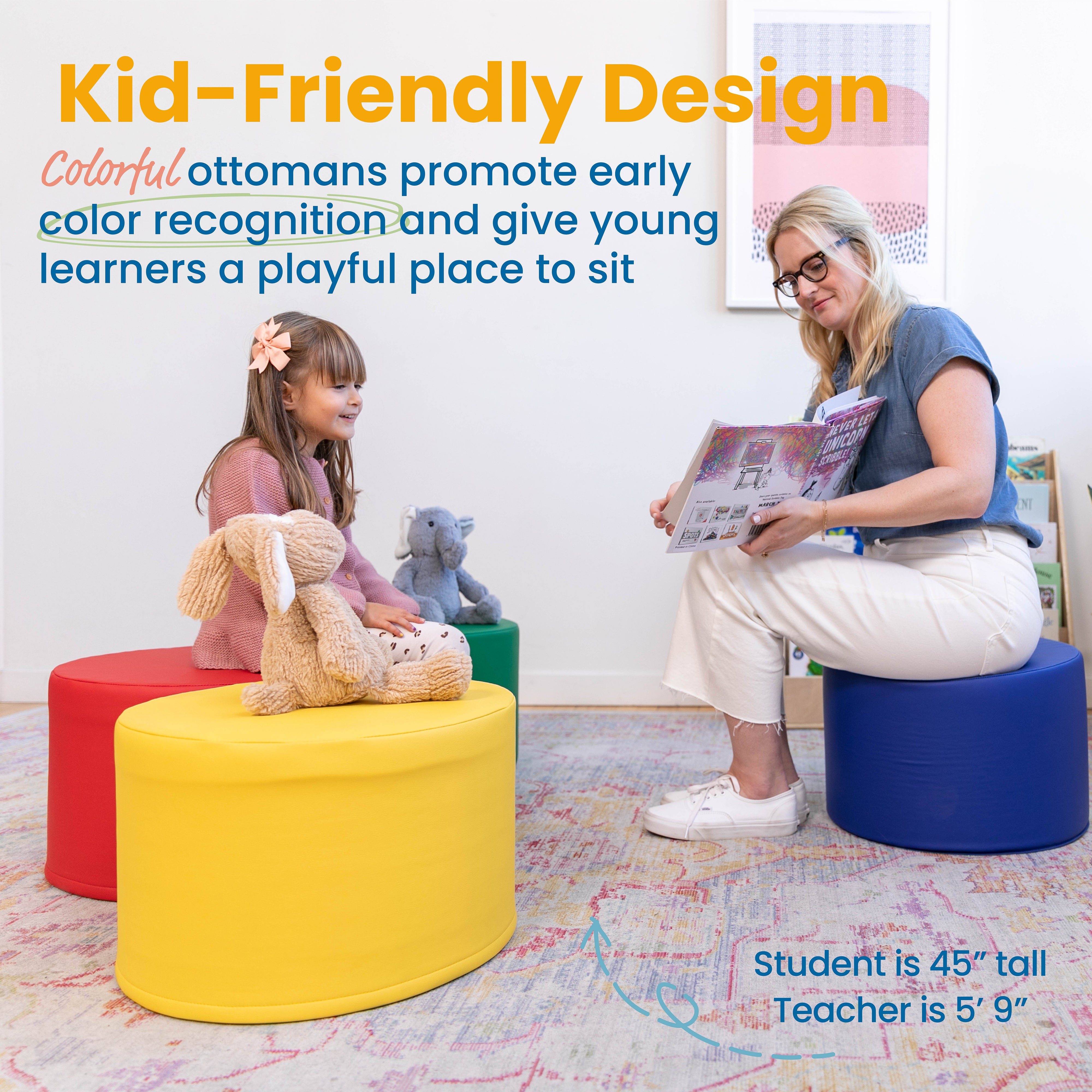 Foam Ottoman Set, Round, 4-Piece