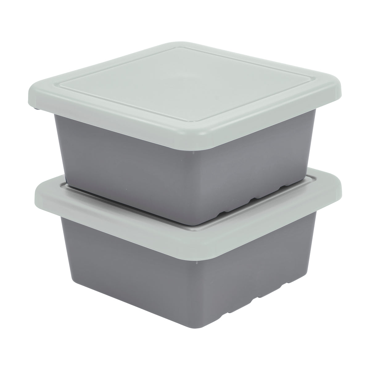 Stackable Square Bins with Non-Snap Lids, 2-Pack