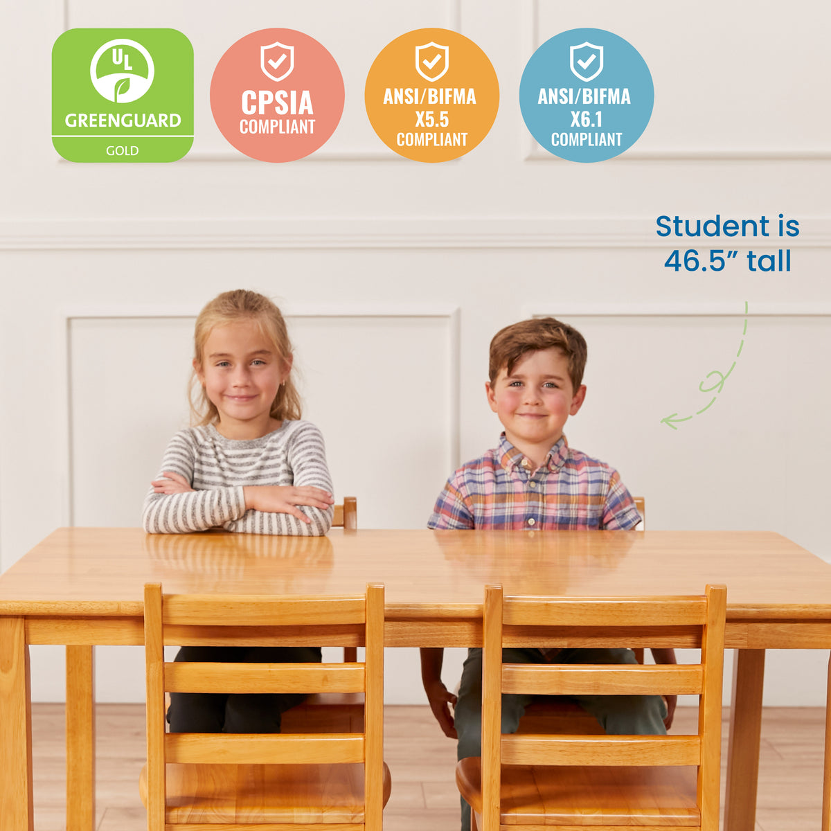 30in x 48in Rectangular Hardwood Table and Four Chairs with Storage, 12in Seat Height, 5-Piece